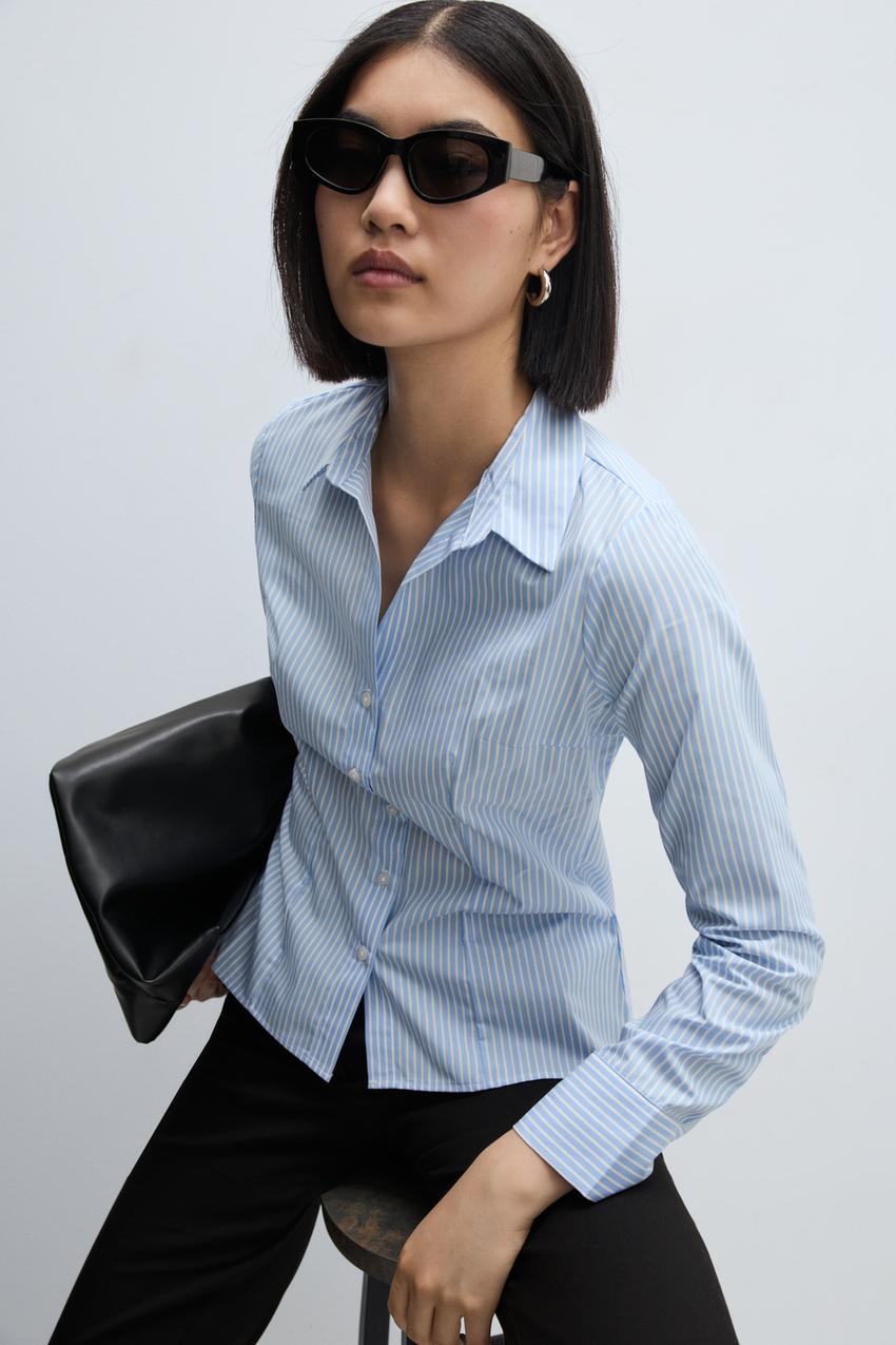 Henley poplin shirt Plain Shirts Shirts Blouses CLOTHING