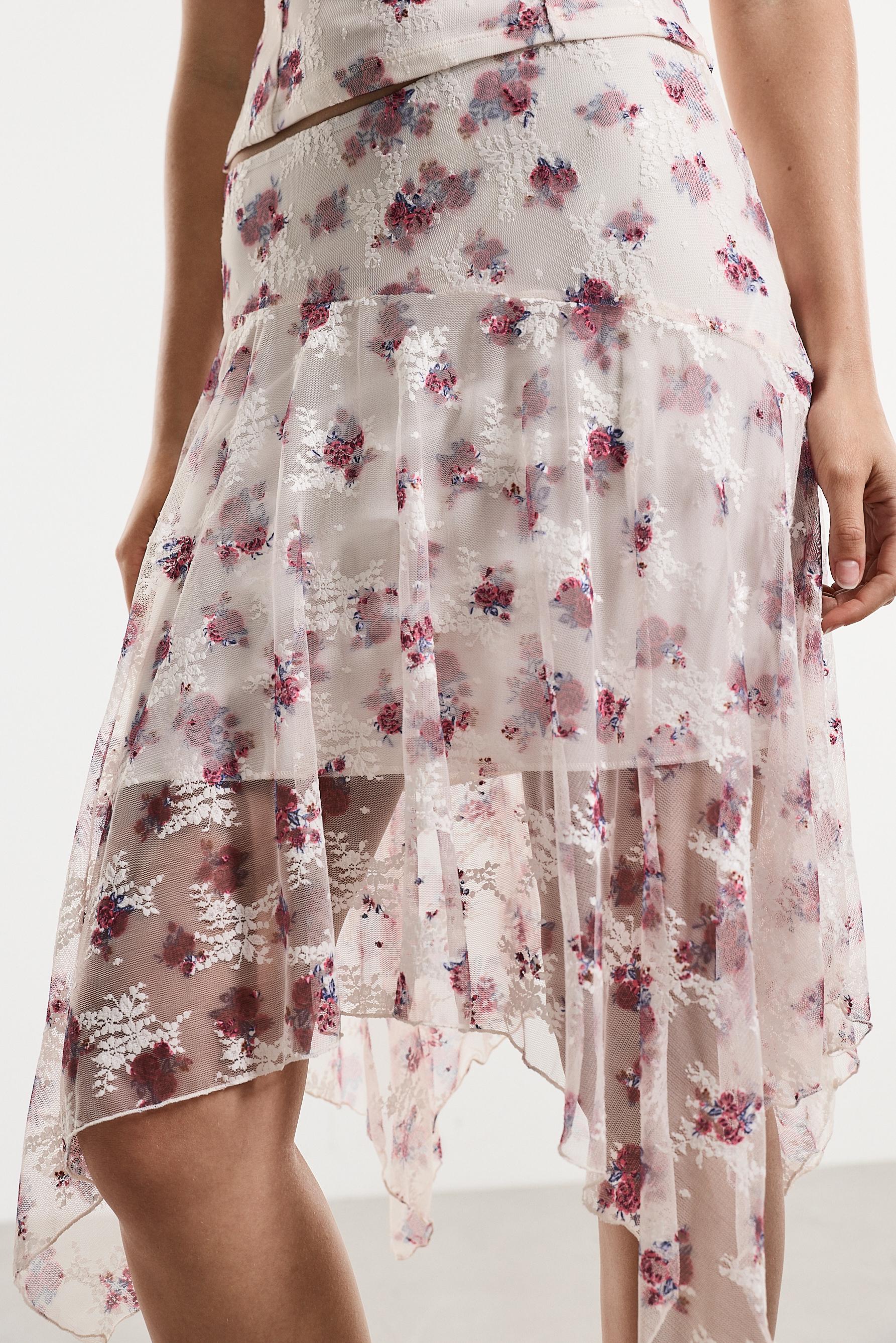 Floral asymmetric skirt — OFF WHITE