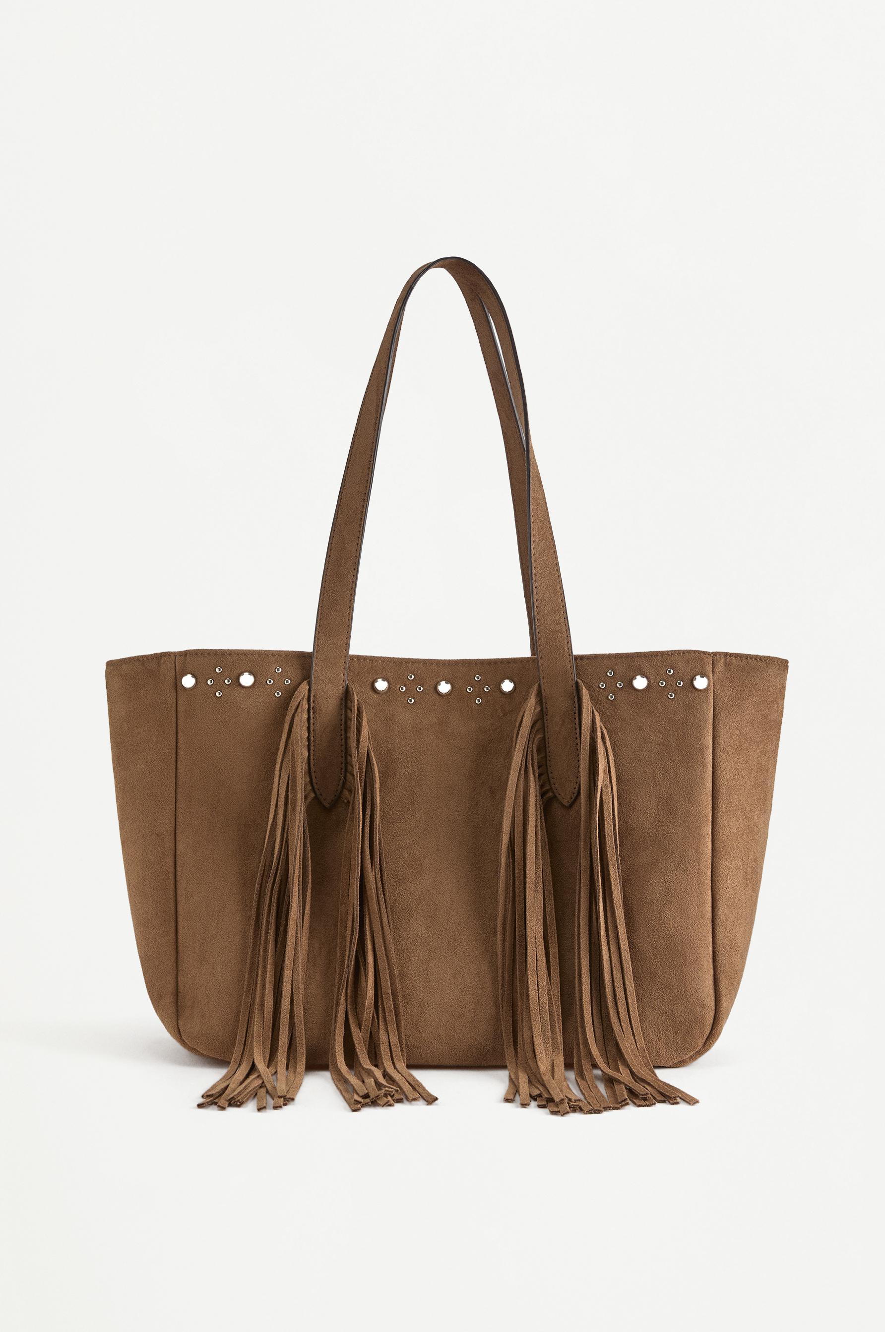 Fringed shopper bag — KHAKI