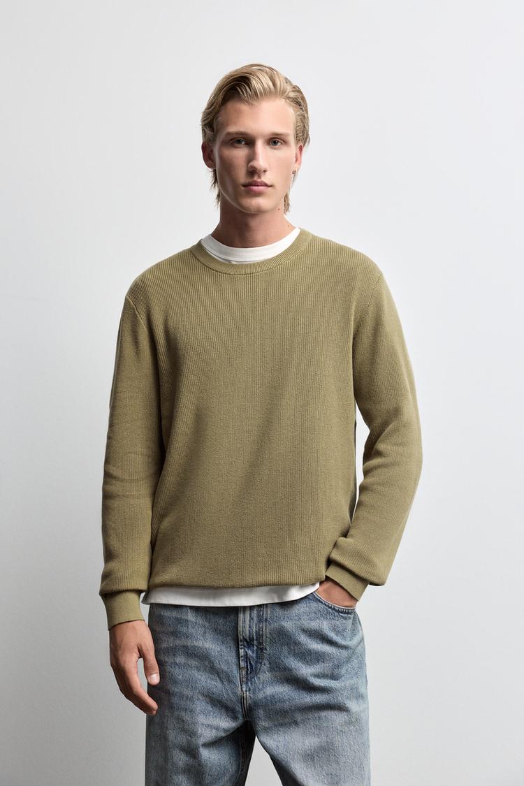 Textured sweater — PALE KHAKI