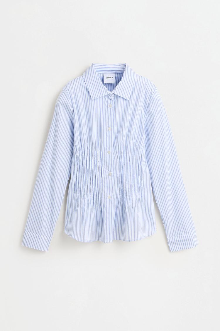 Poplin shirt with gathering — STRIPED