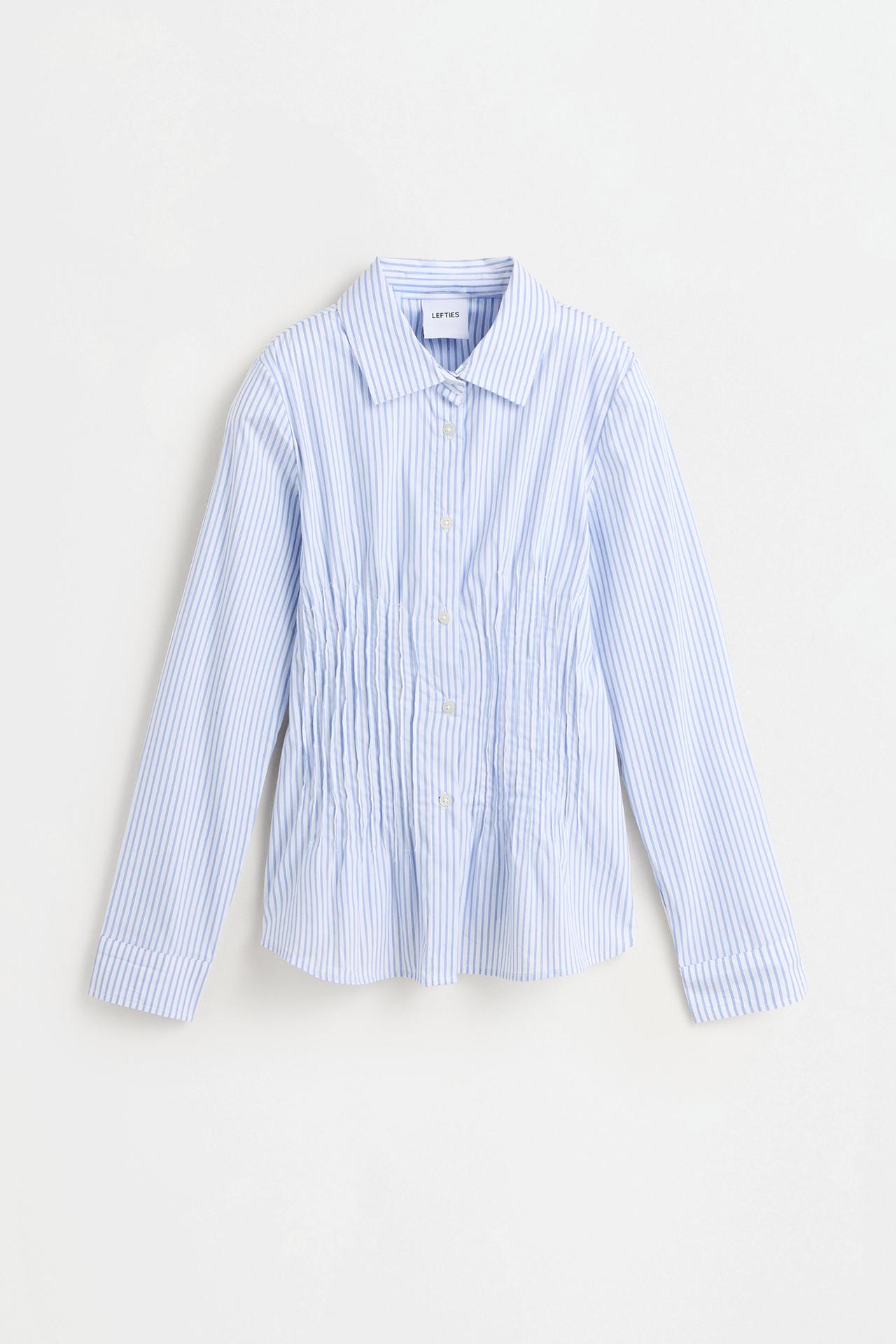 Poplin shirt with gathering — STRIPED