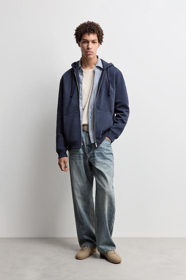 Basic zip-up hoodie — NAVY 2