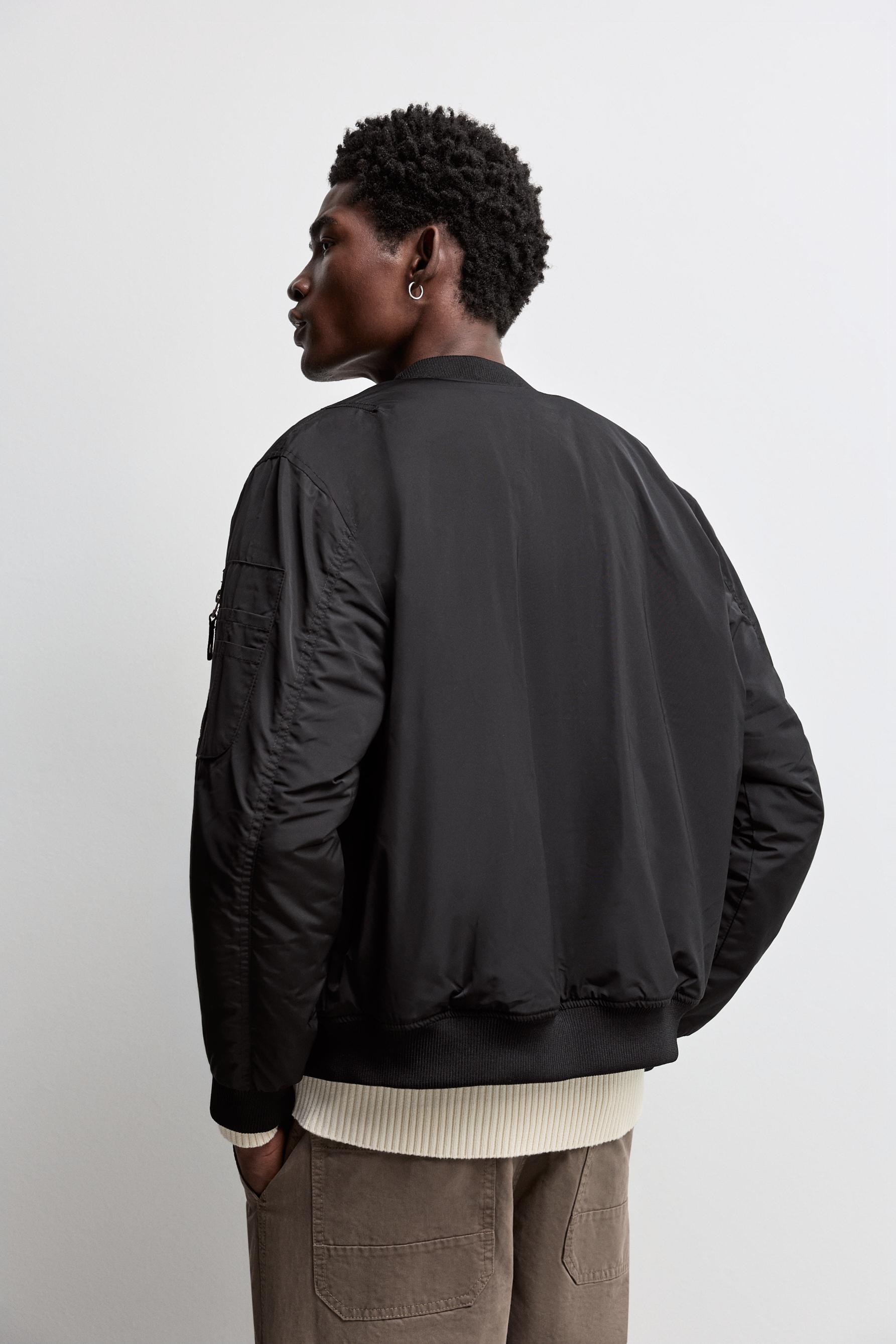 Quilted bomber jacket — BLACK