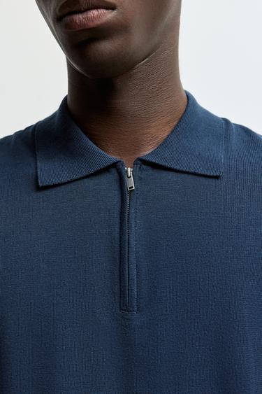 Zip-up knit polo — DARK BLUE 3
