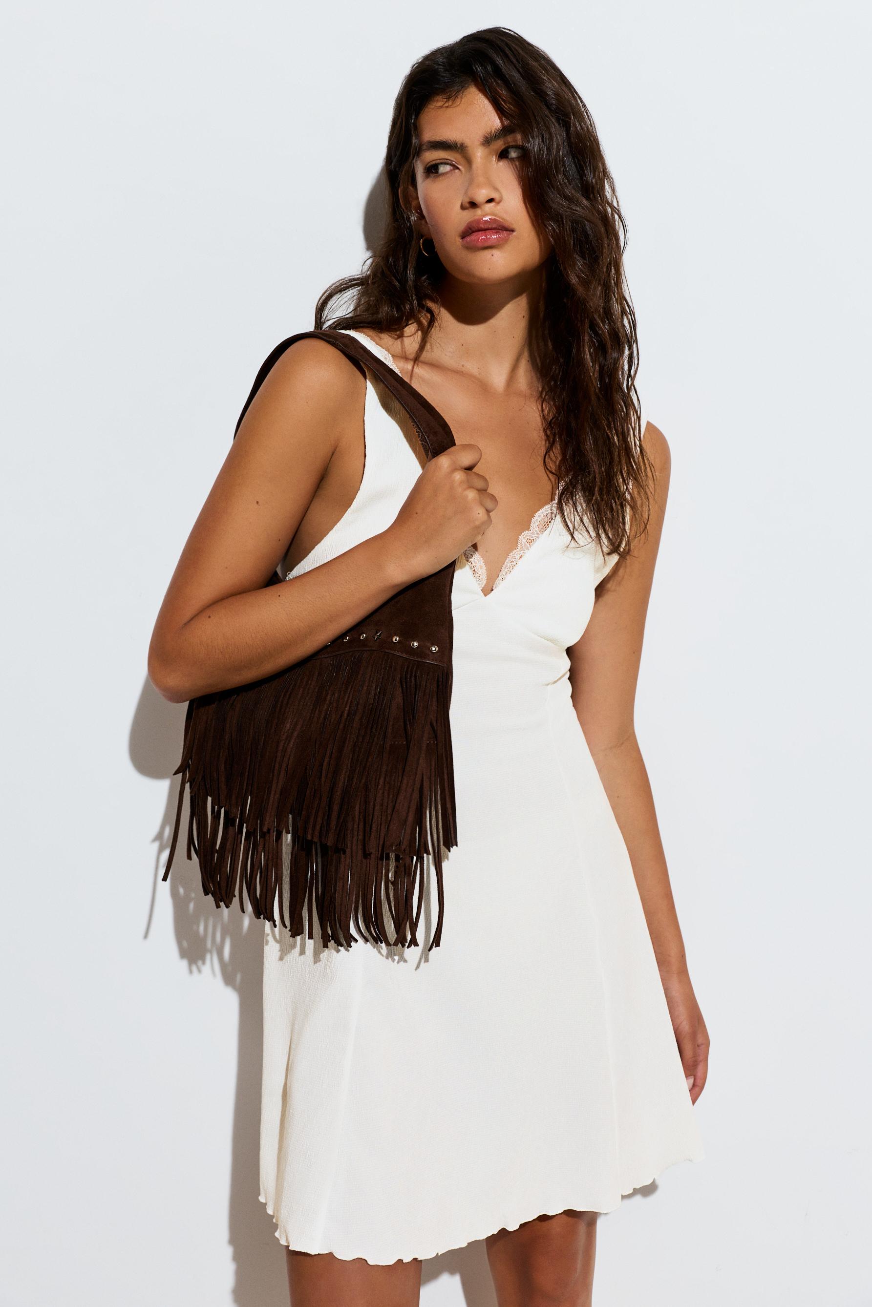 Textured short dress — OFF WHITE