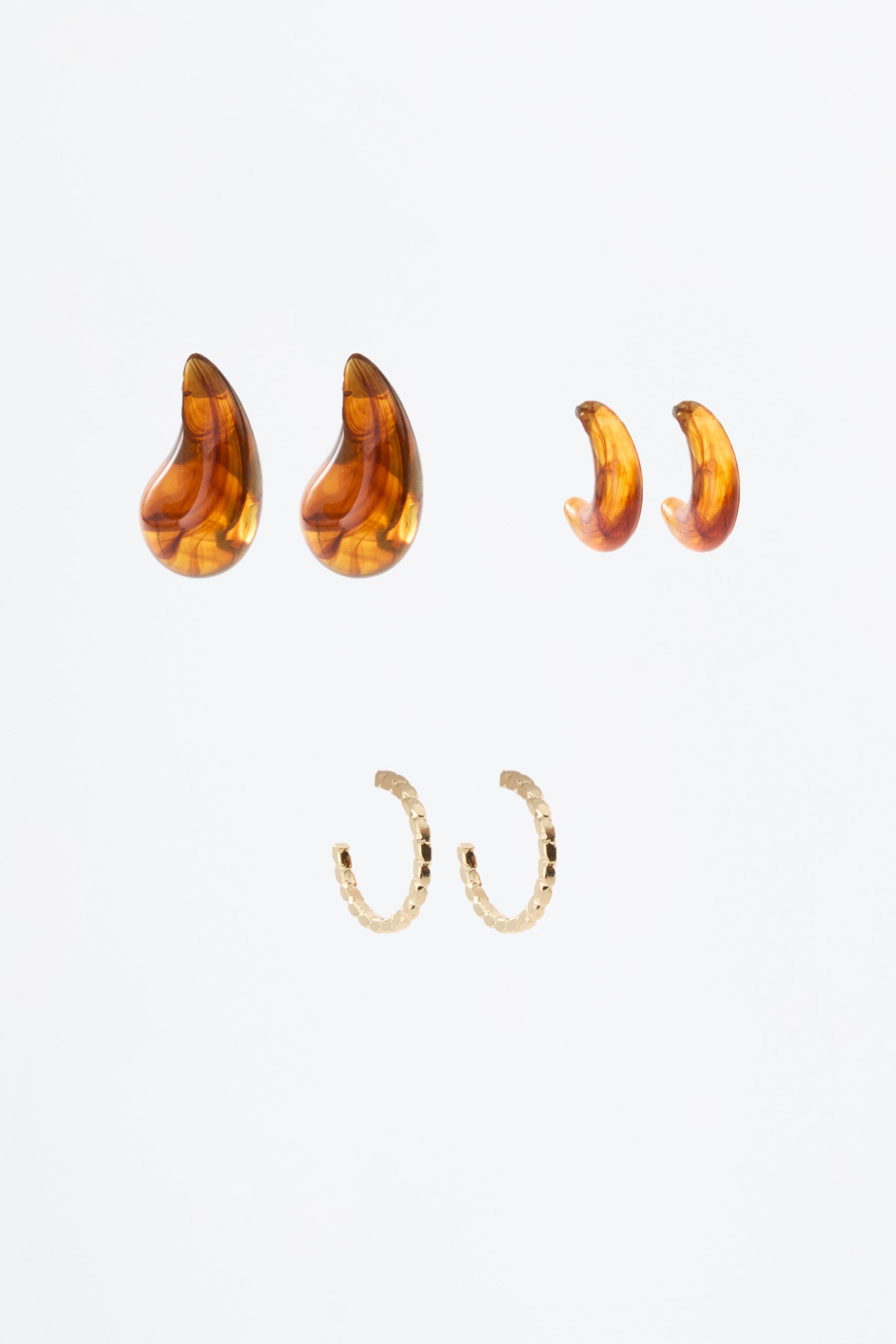 6-pack of mismatched earrings — TORTOISESHELL