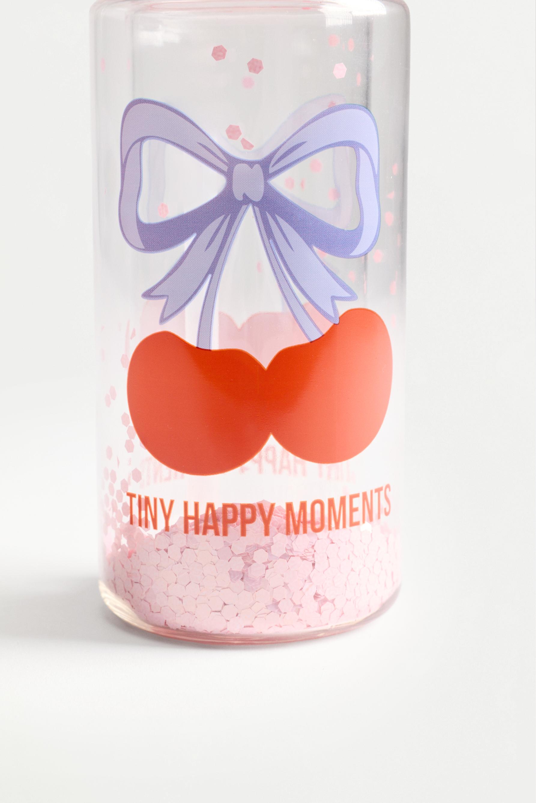 250ml cherry print sequin bottle — RED
