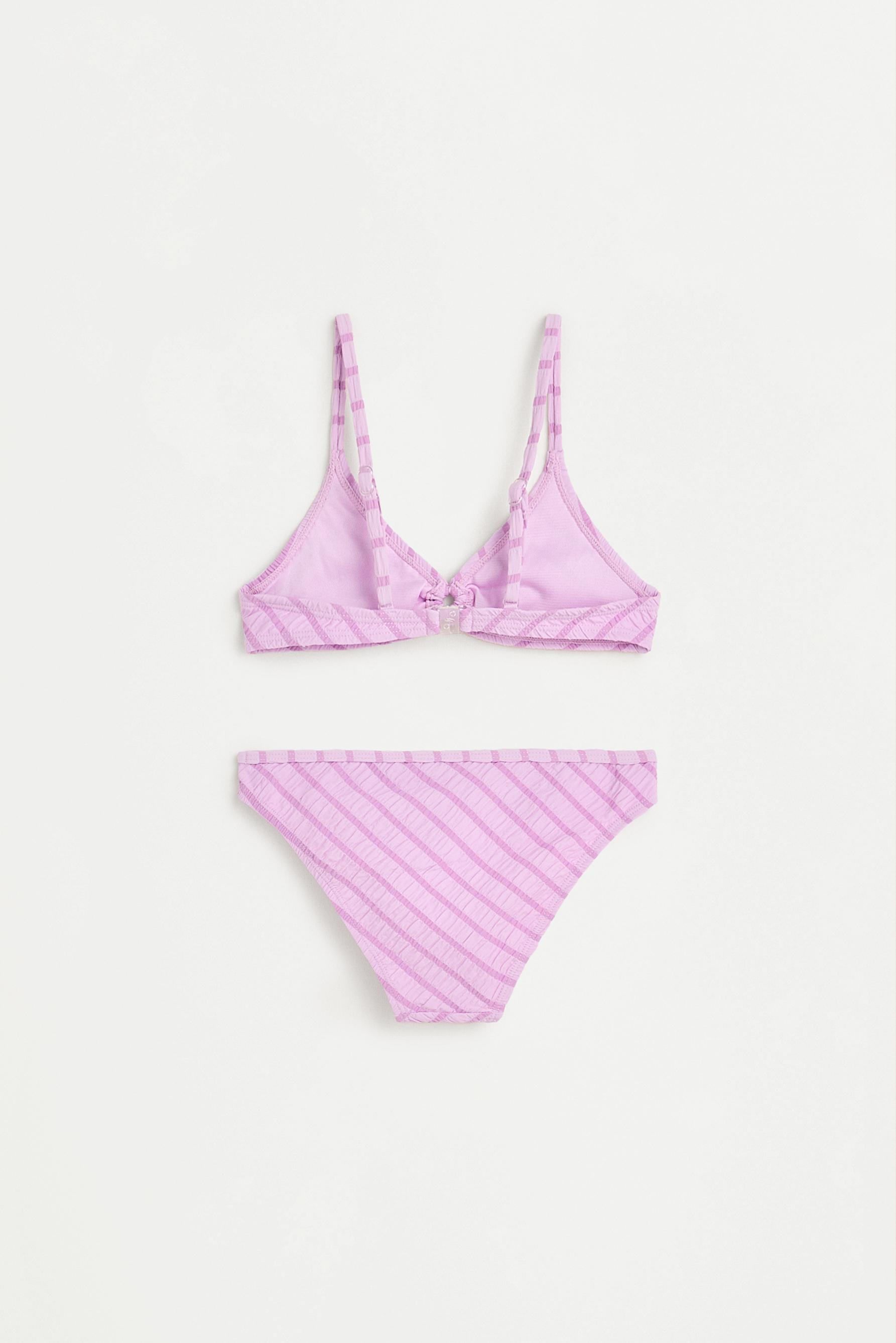 Girls' Blue Striped Bikini — PINK