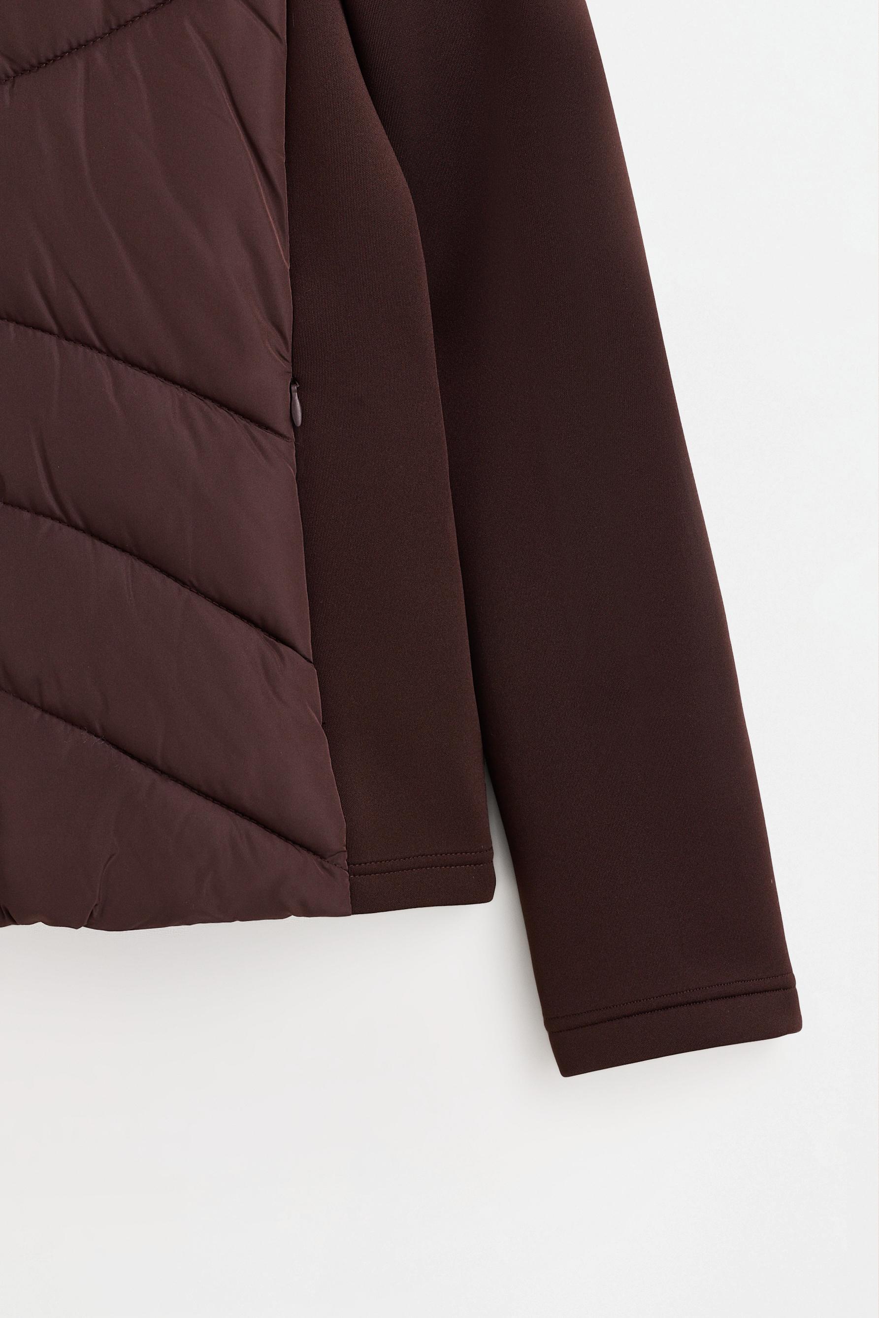 Combined quilted jacket — CHOCOLATE