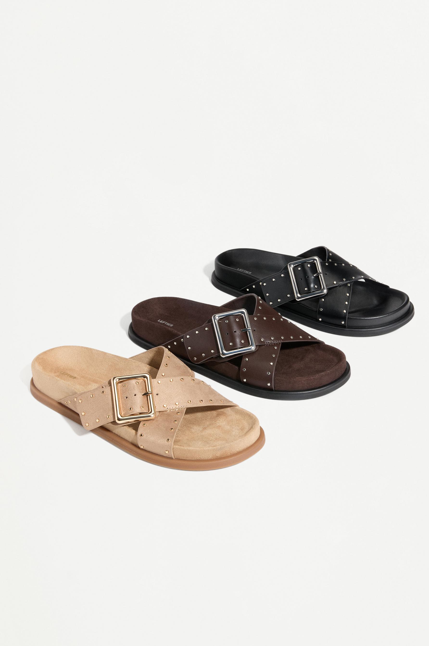 Lefties Kahverengi Lefties Suni Süet çivili düz sandalet