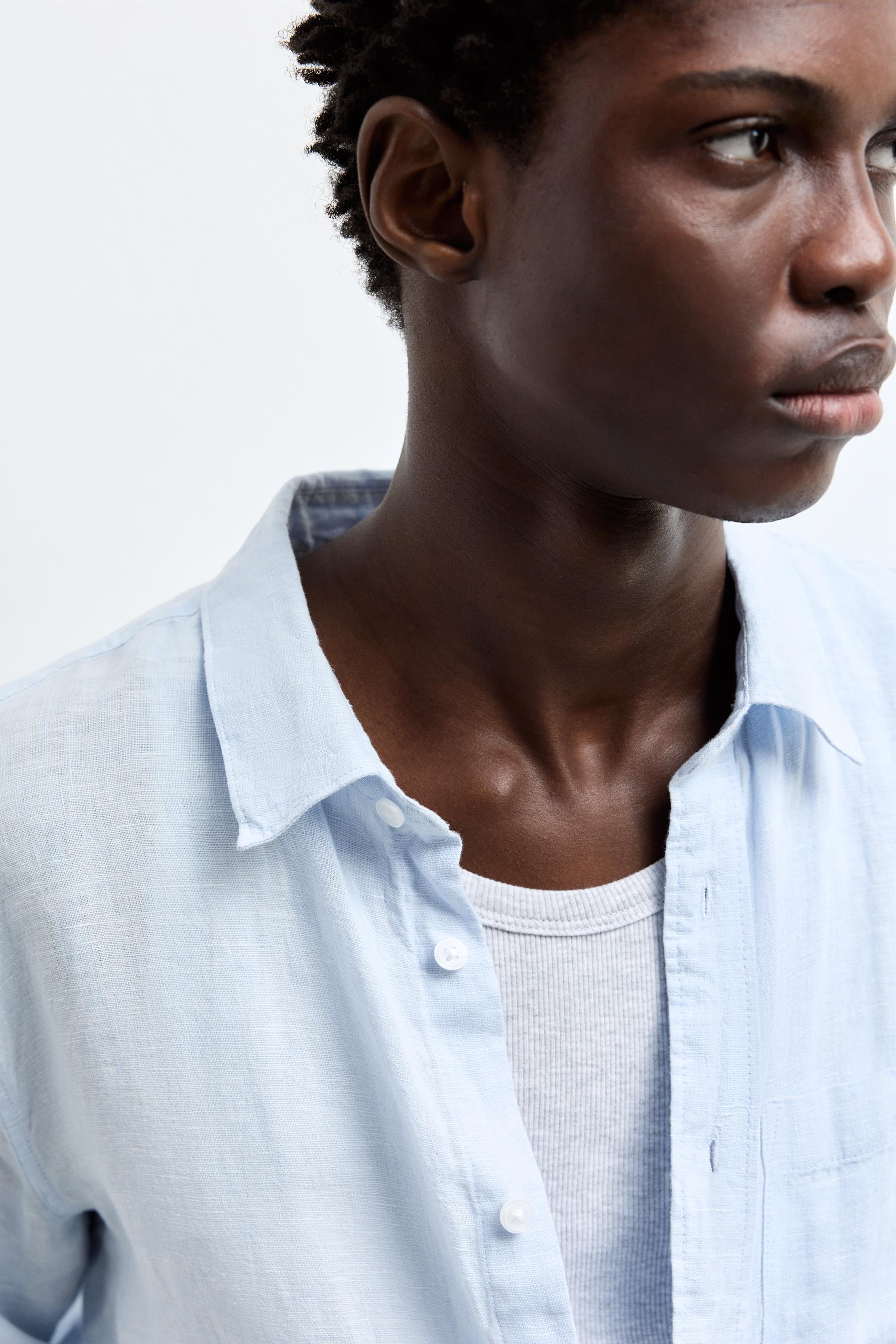 100% linen shirt — SKY BLUE