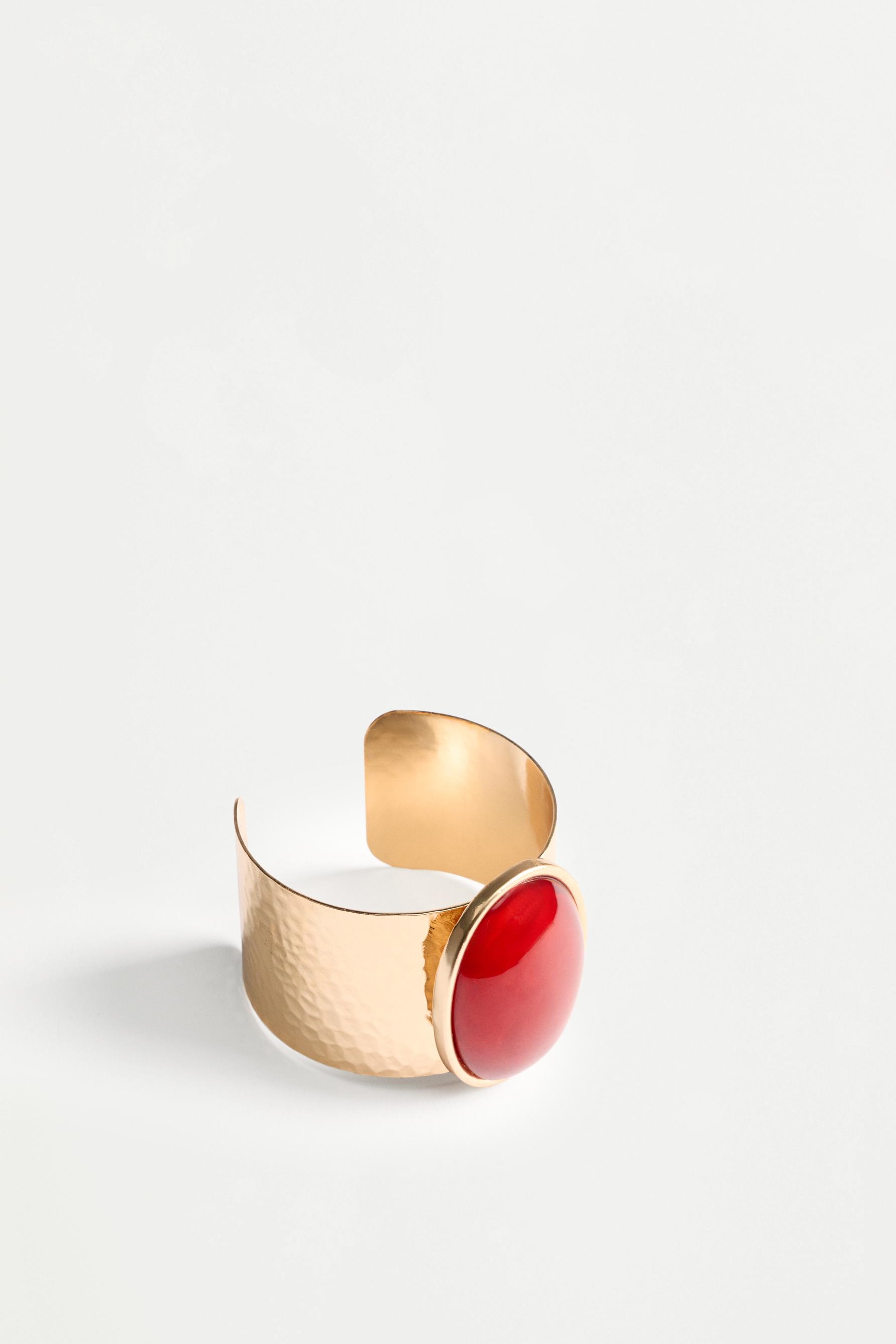 Wide bracelet with stone — GOLD