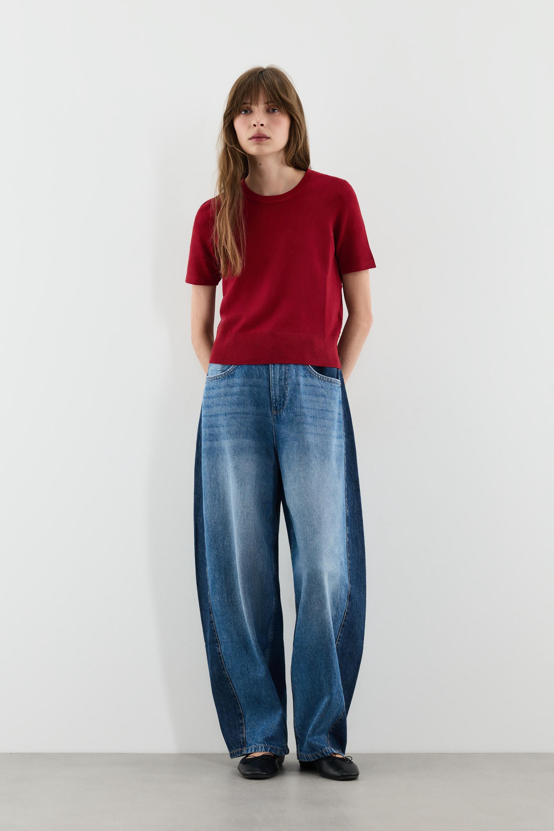 Basic short sleeve sweater — RED