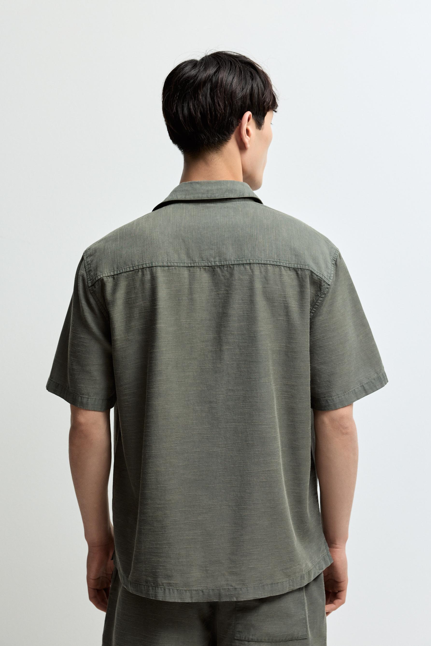 Faded-effect texture shirt — GREEN