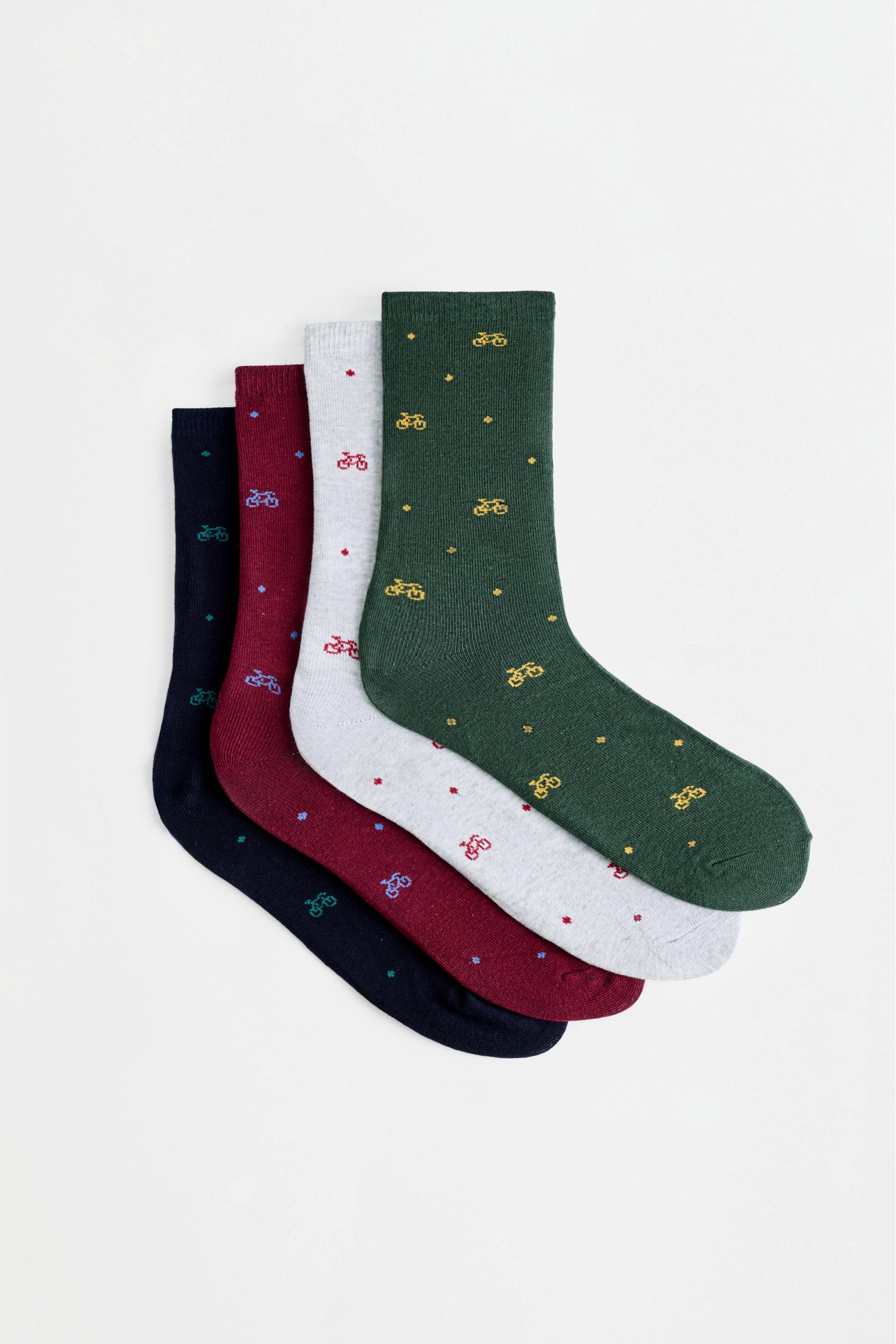 Calcetines largos estampado bicicletas (Pack 4)