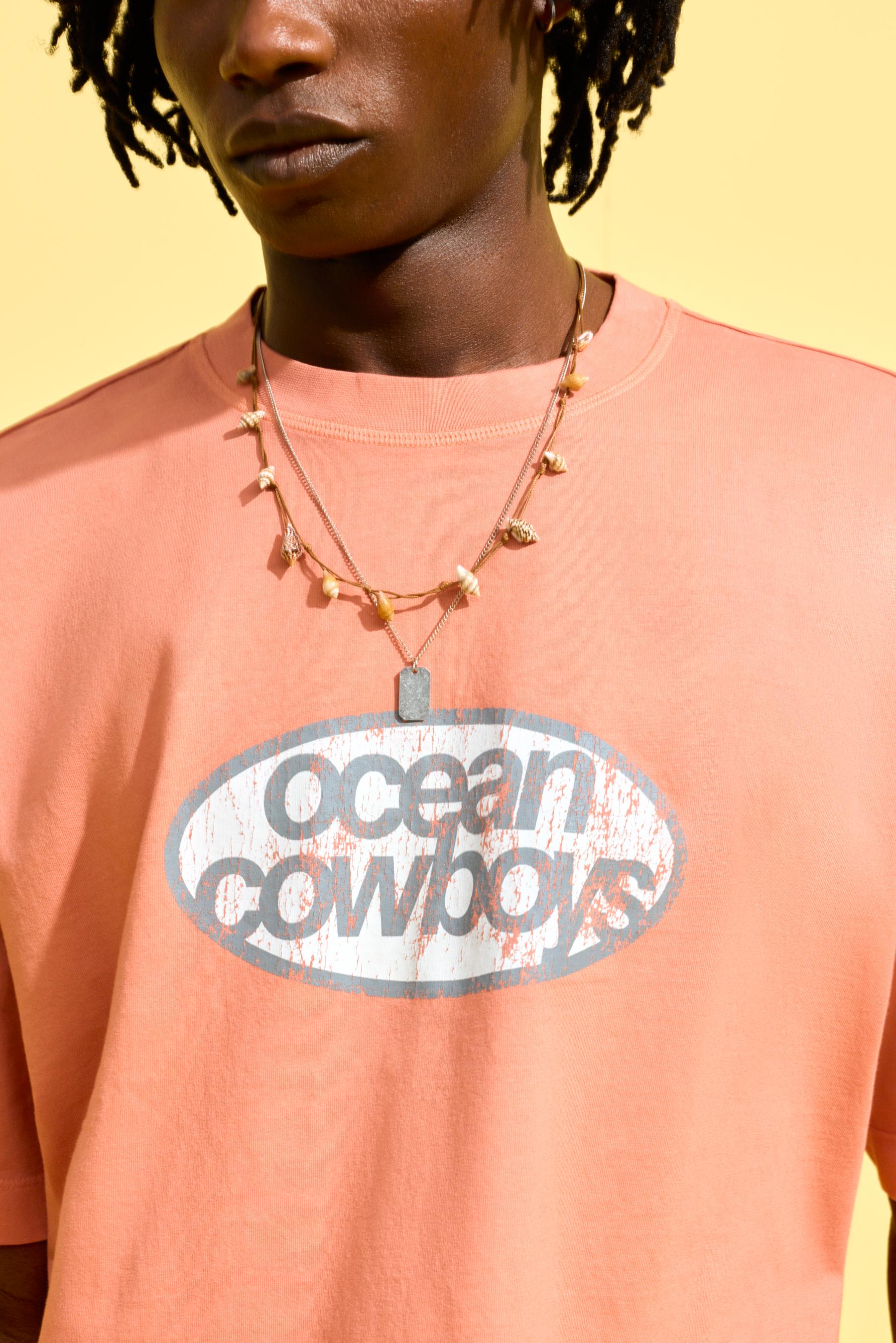 Faded effect printed T-shirt — BRIGHT CORAL
