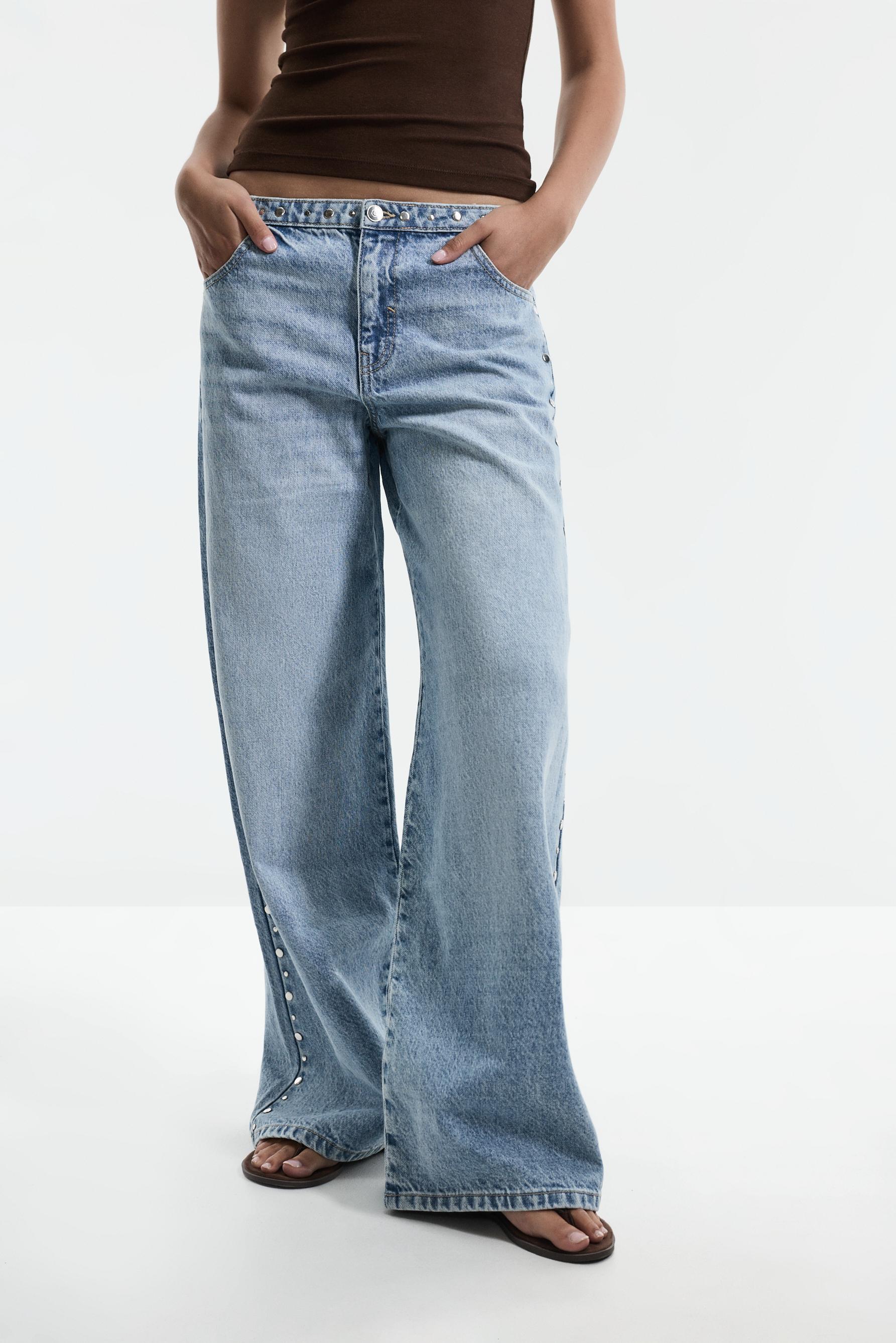 Studded wide-leg jeans — INDIGO