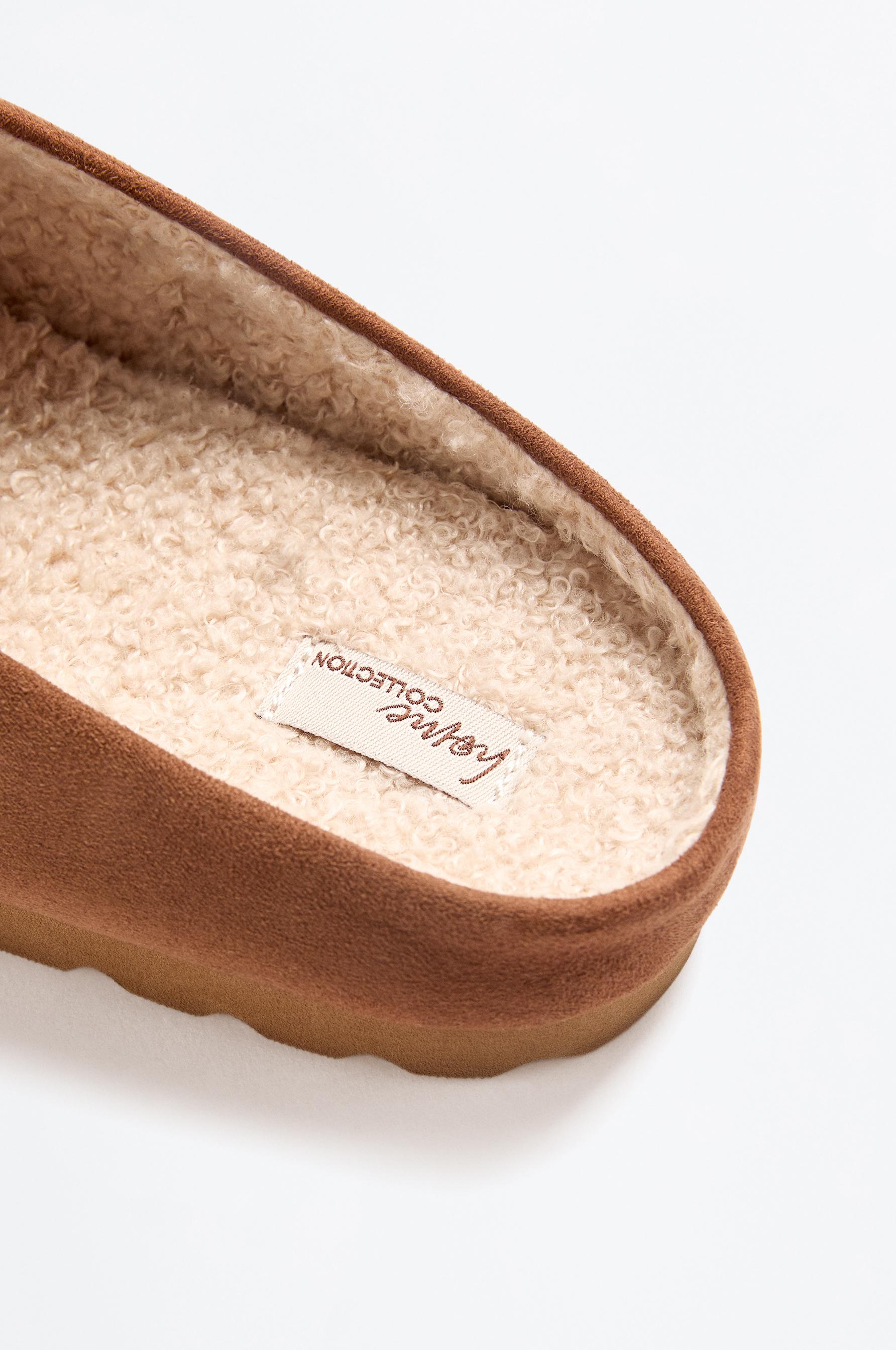 Faux suede home clogs — LEATHER