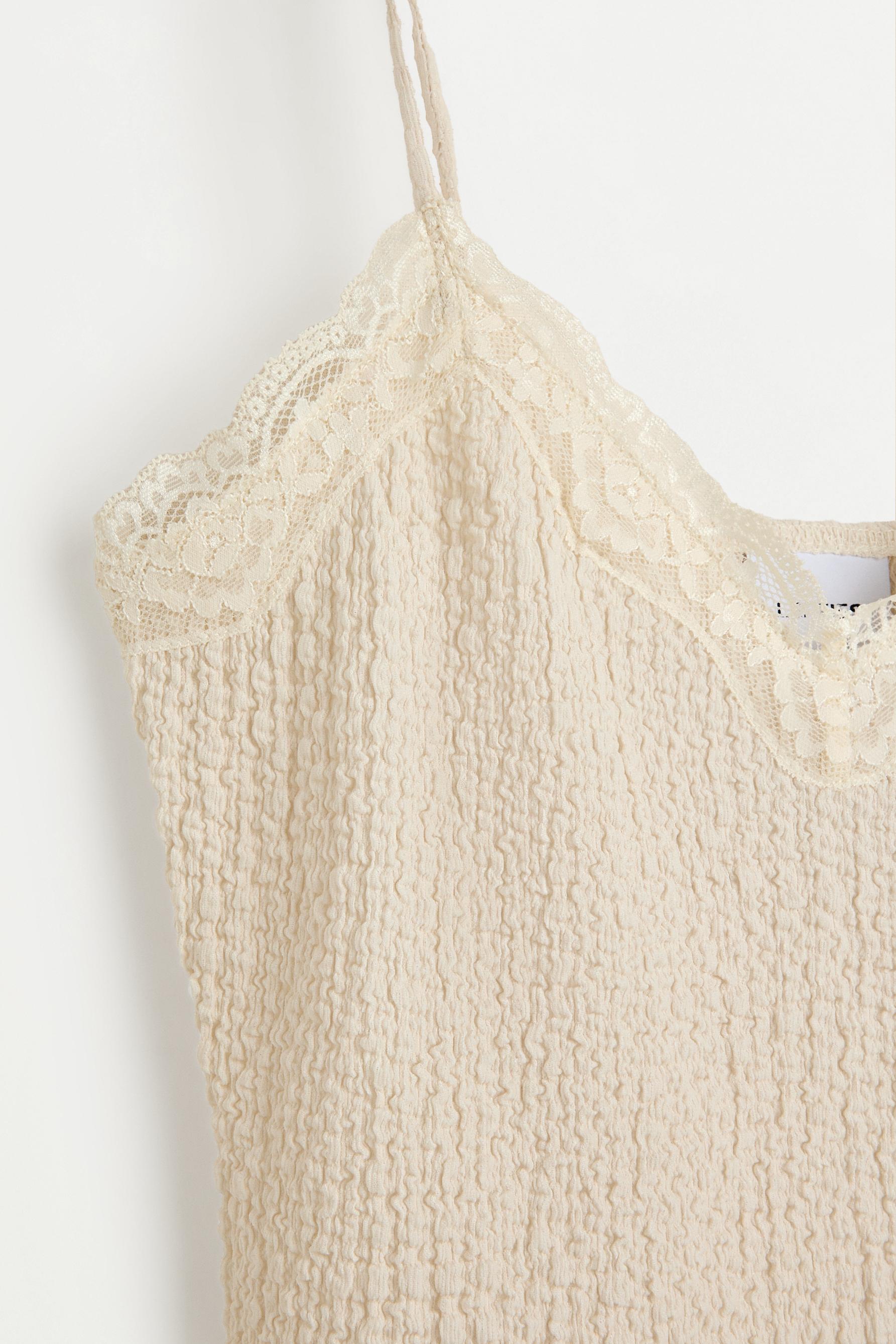Textured strappy top — OFF WHITE