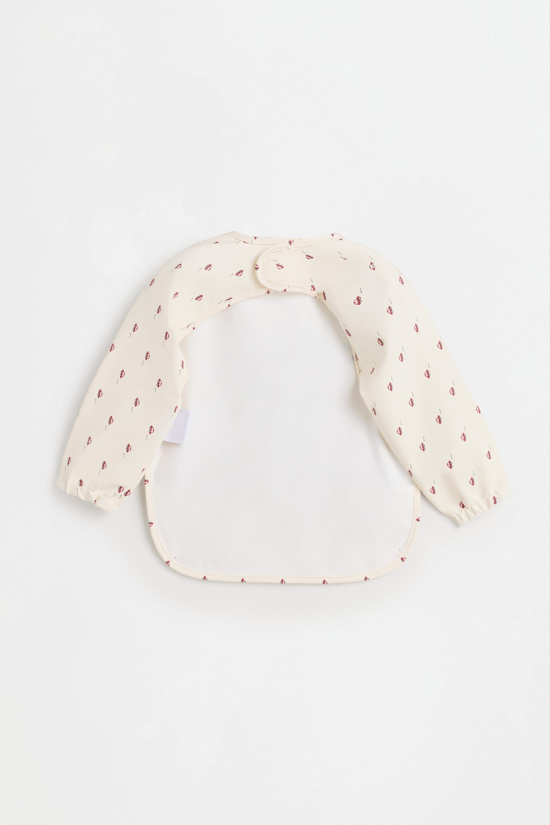 Puppy print long sleeve bib — PALE BLUE