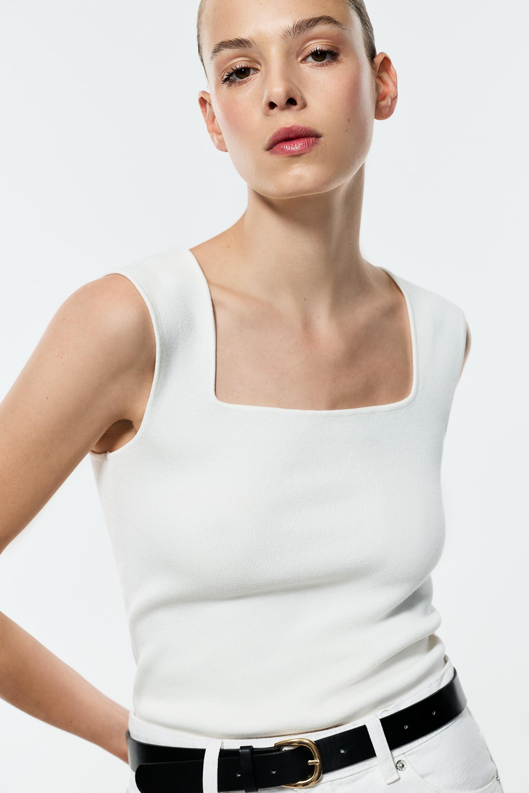Basic knit top — WHITE