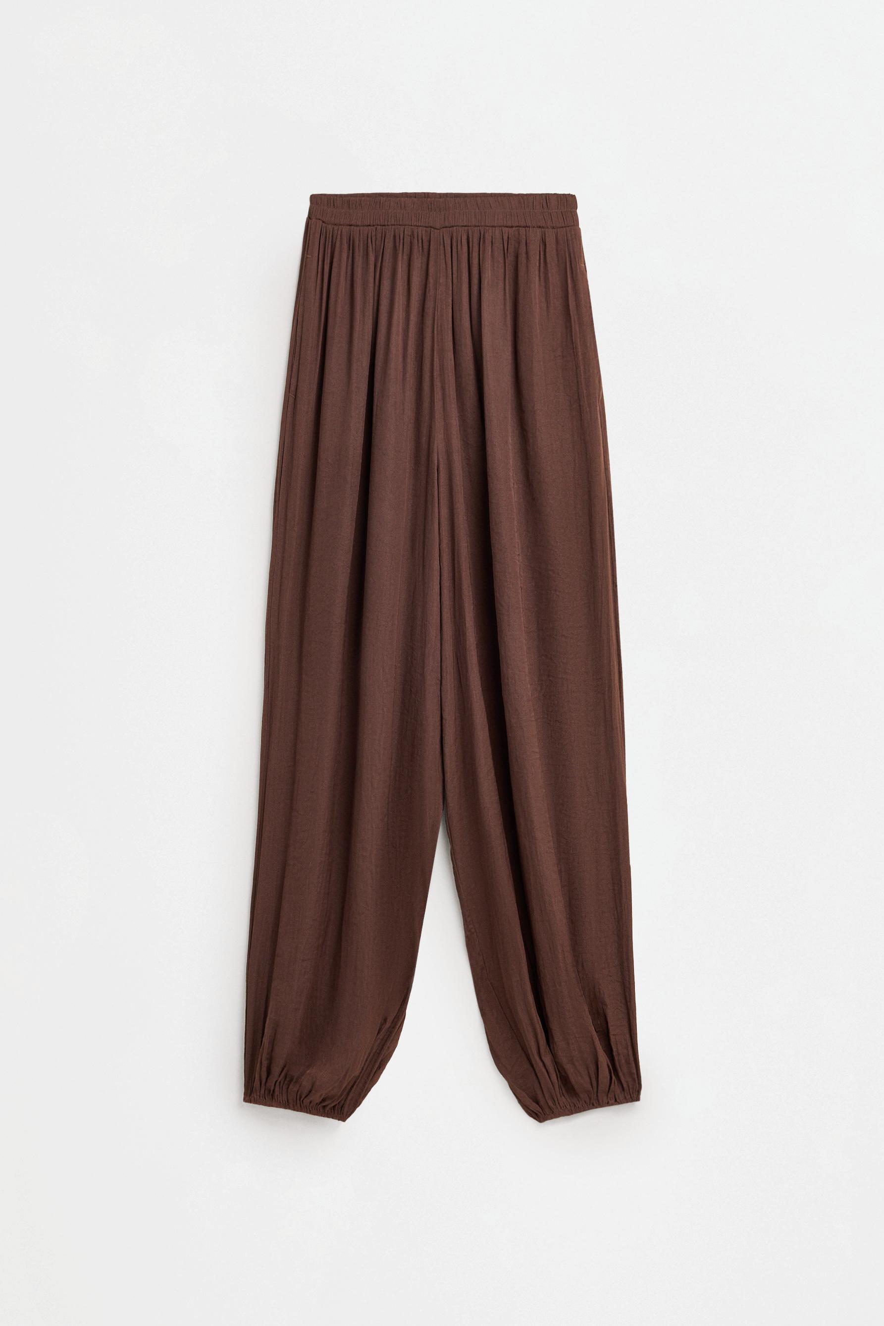 Satin sarouel trousers — DARK BROWN