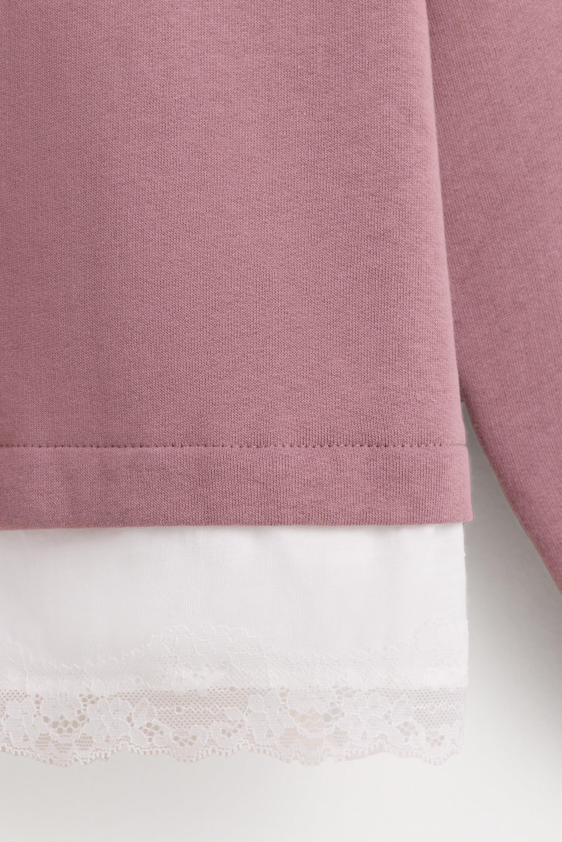 Lace hem sweatshirt — DUSTY PINK