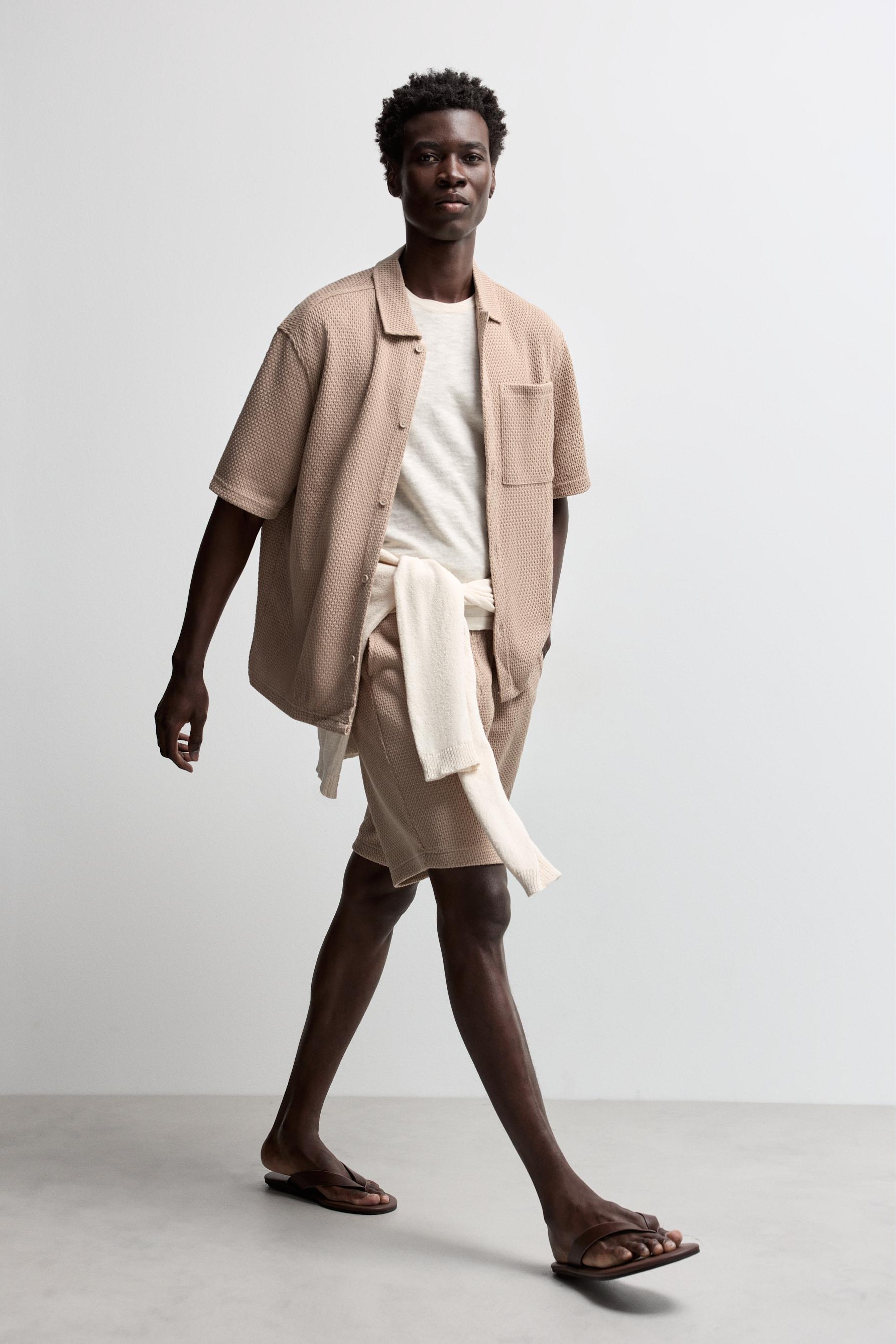 Waffle-textured Bermuda shorts — YARN