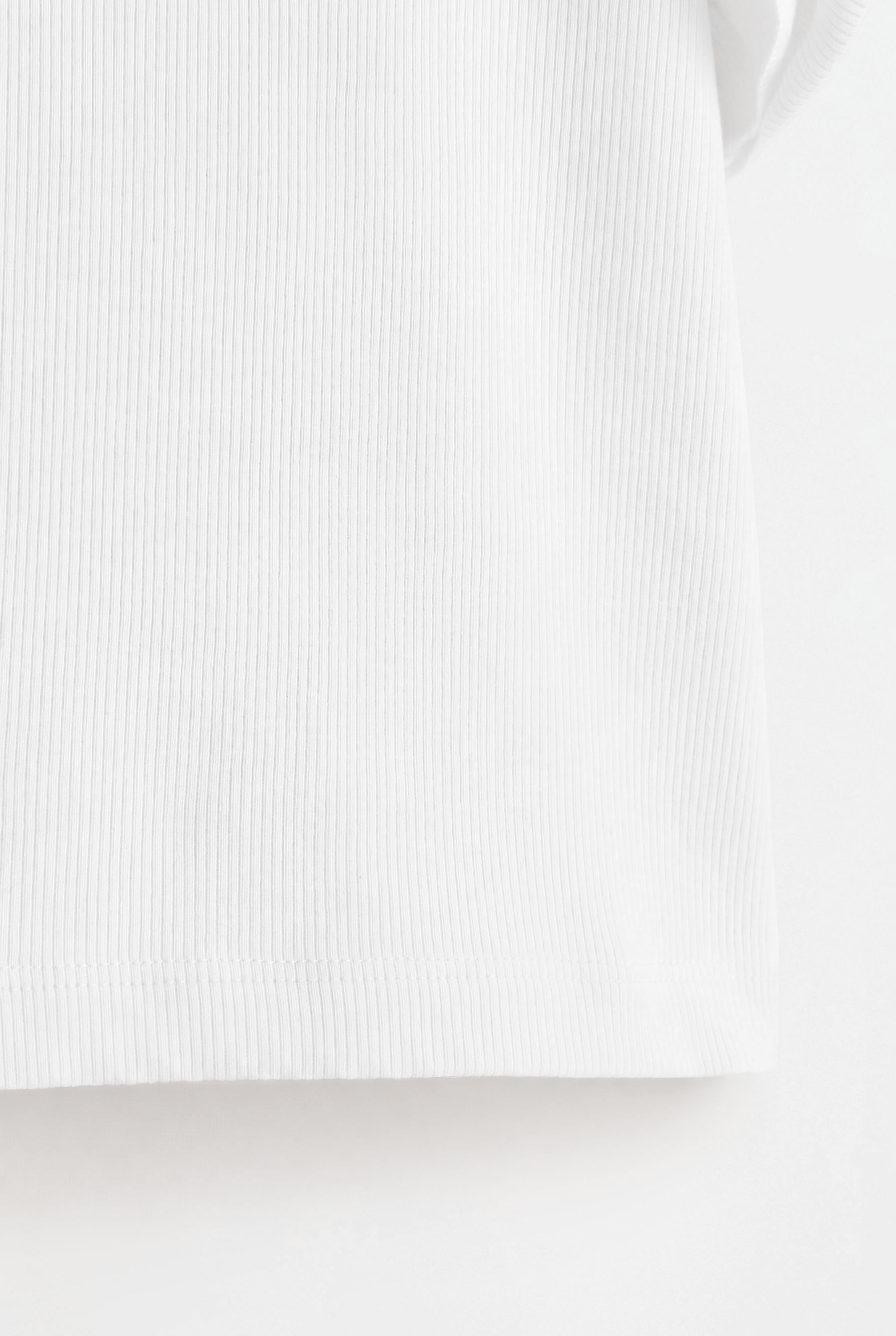 Ribbed T-shirt with ruffles — OFF WHITE