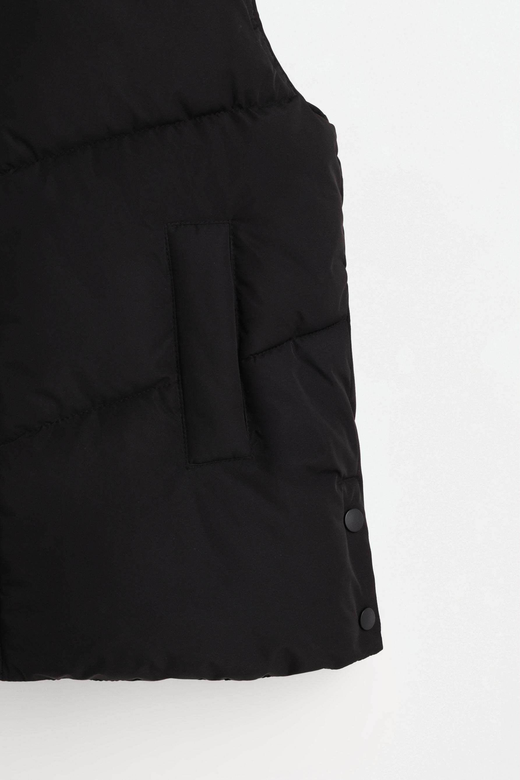 Long padded gilet — BLACK