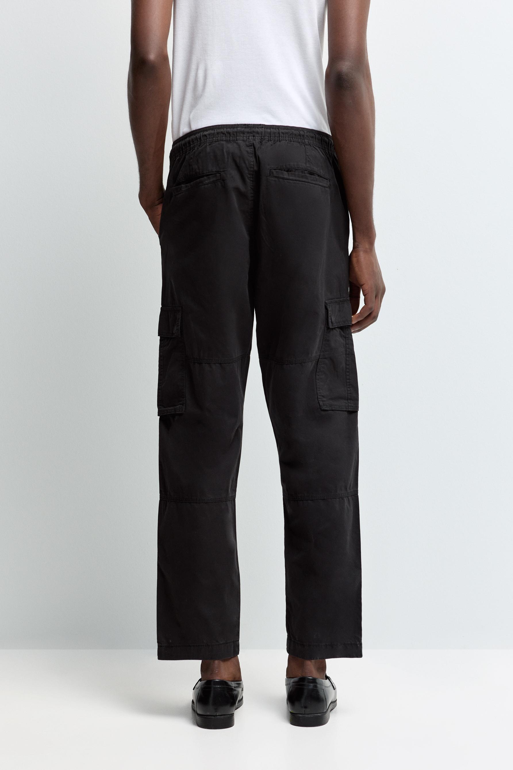 Relaxed fit cargo joggers — BLACK