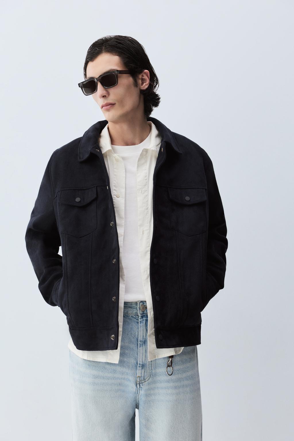 Faux suede trucker jacket