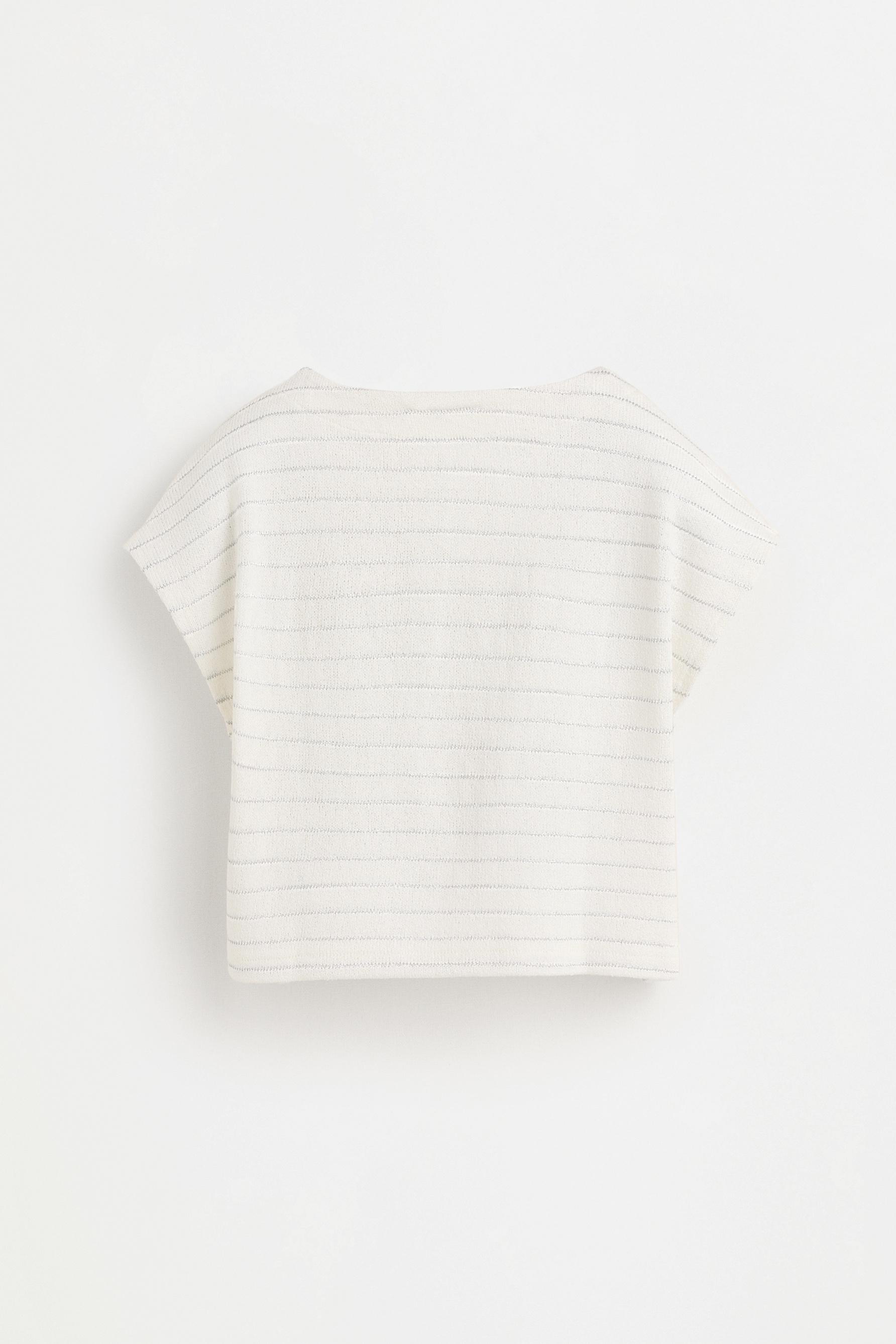 Shimmery bias cut T-shirt — SILVER
