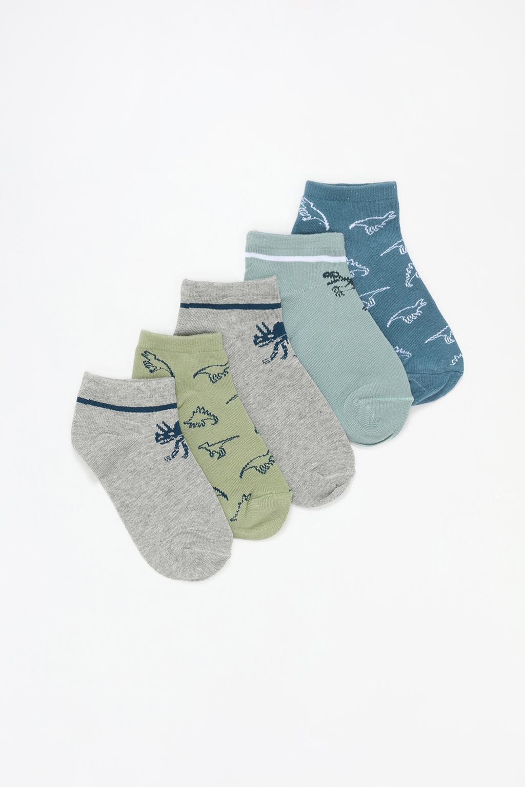 Pack of 5 pairs of dinosaur ankle socks