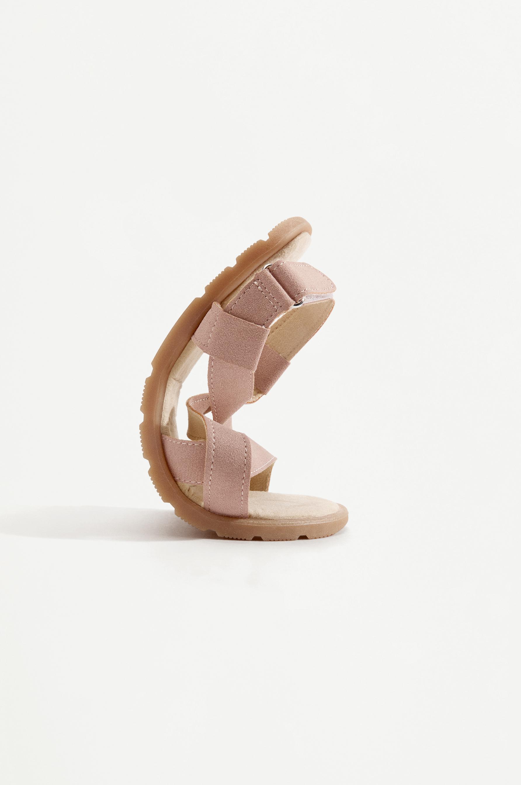 FAUX SUEDE BAREFOOT SANDALS — PINK