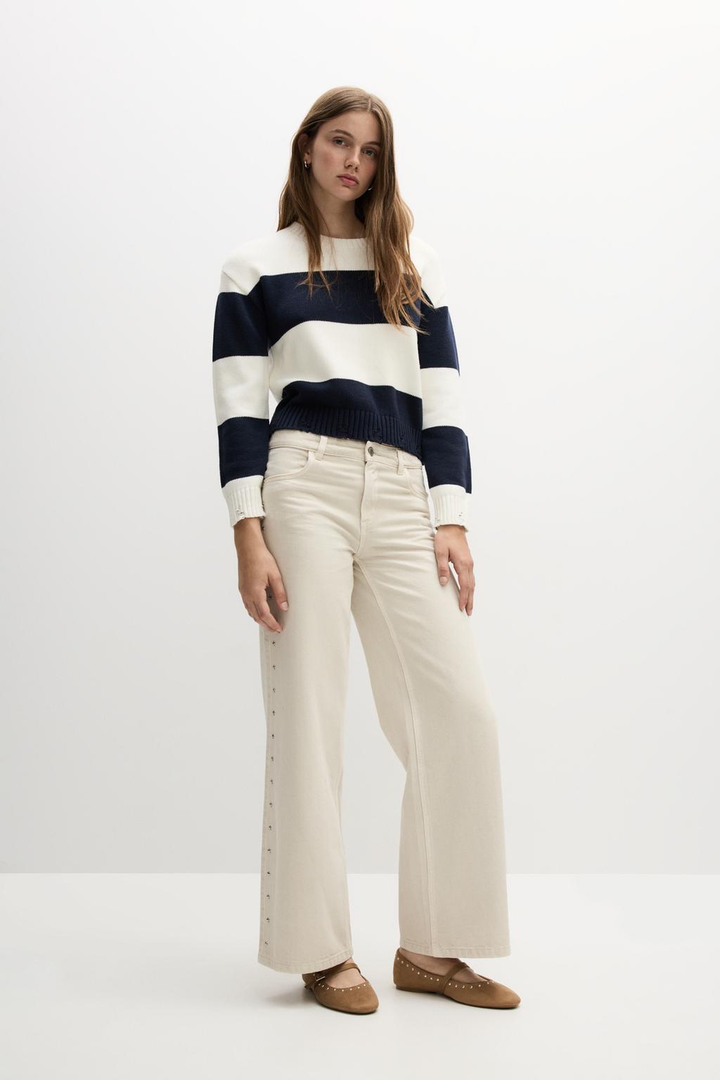 Studded wide-leg jeans