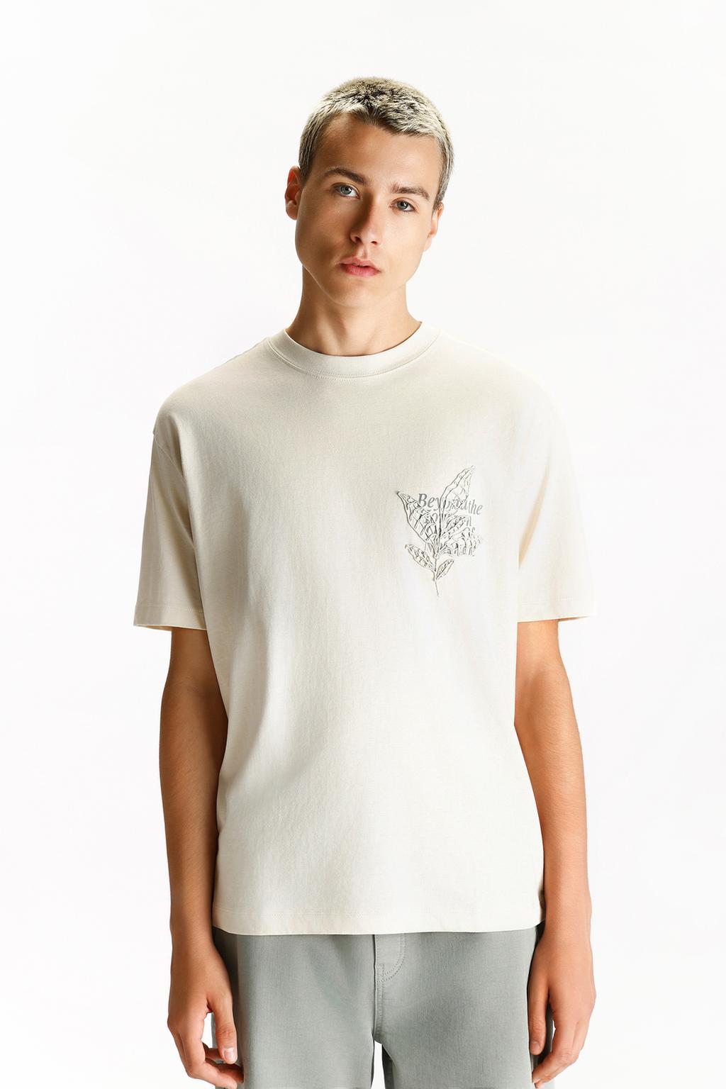 Printed T-shirt with embroidery