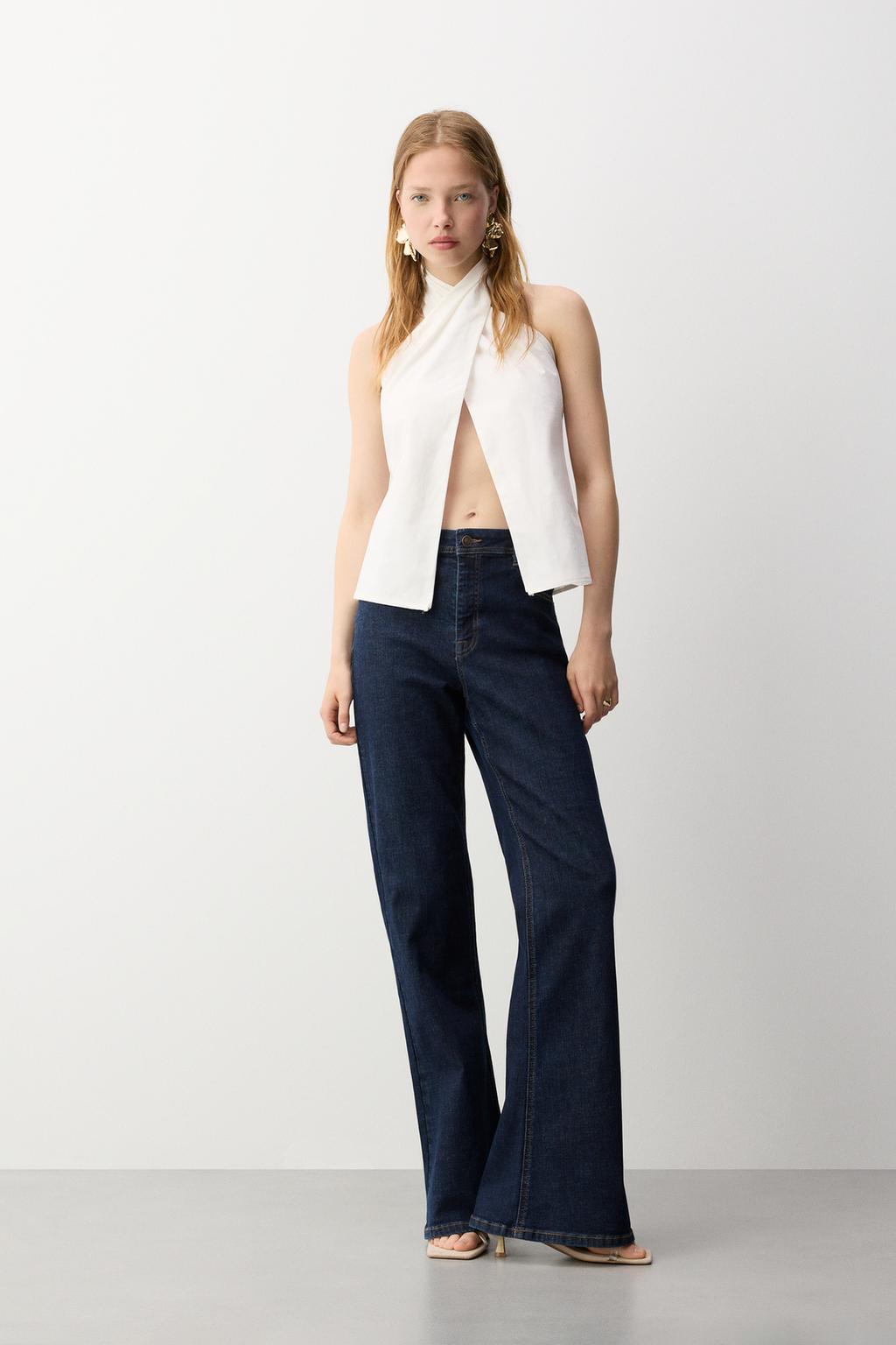 Jeans flare tiro alto