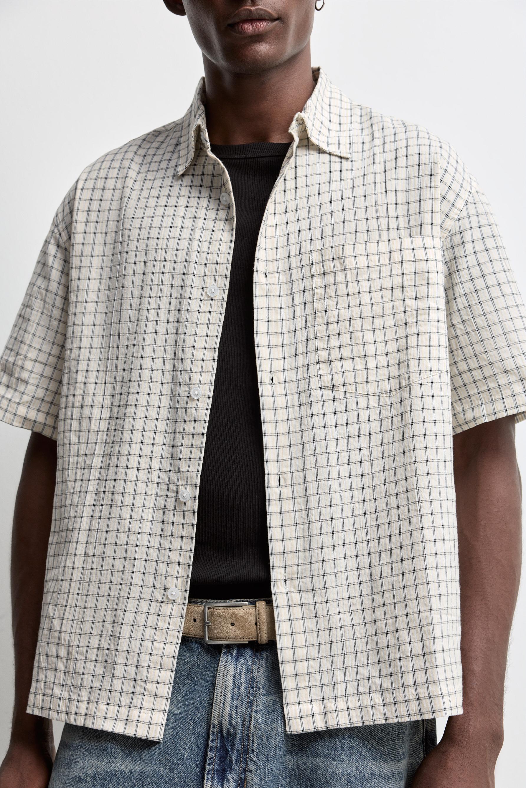 Textured check shirt — SAND