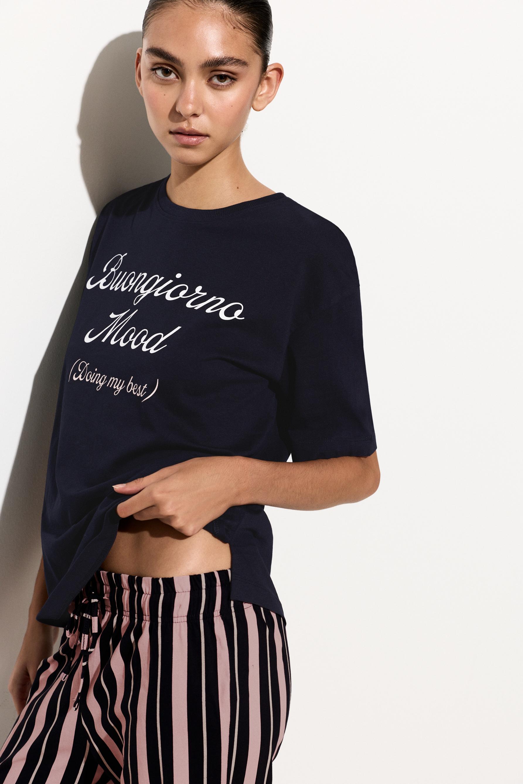 Long printed pyjamas — NAVY