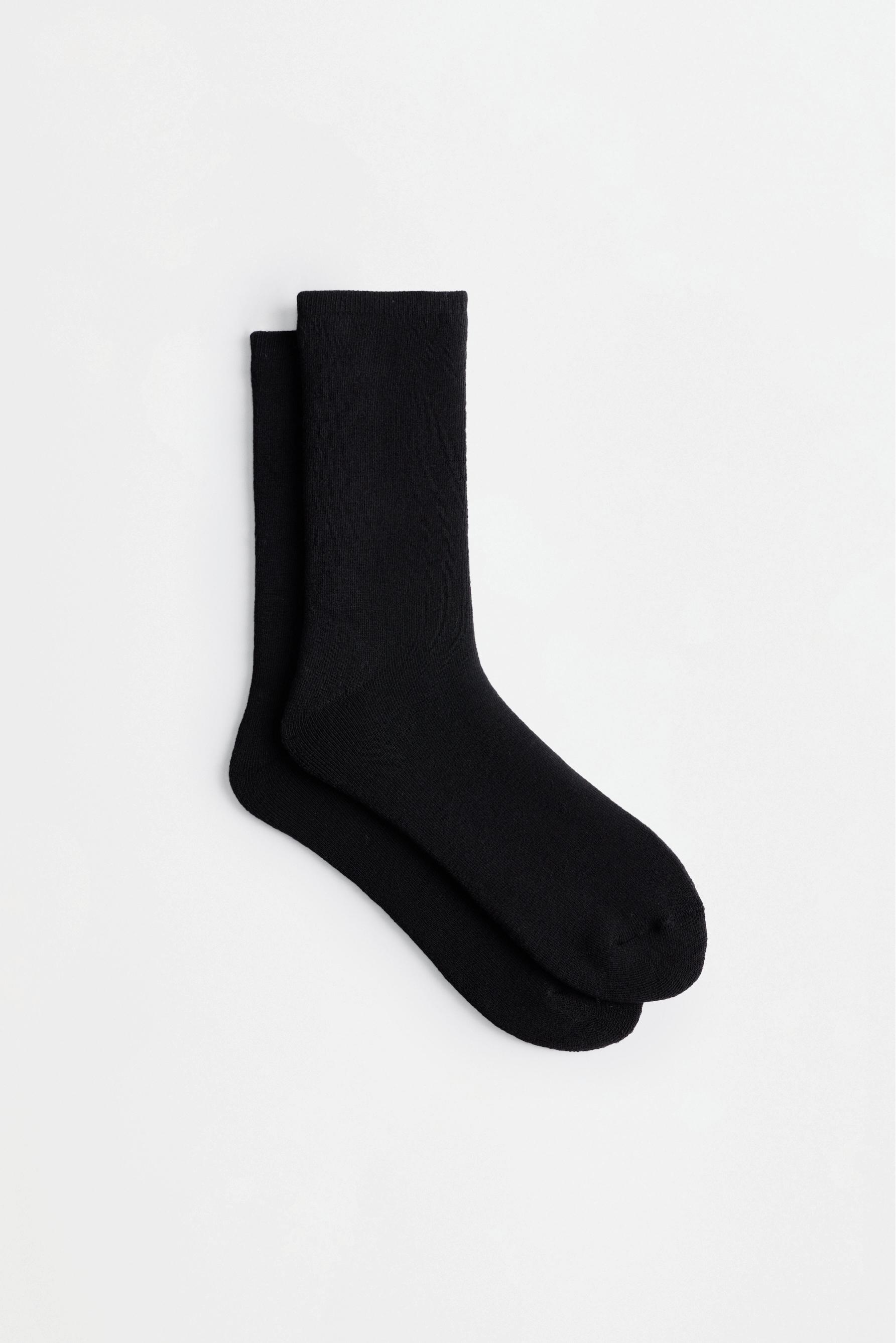 Long terry socks (2-pack) — BLACK