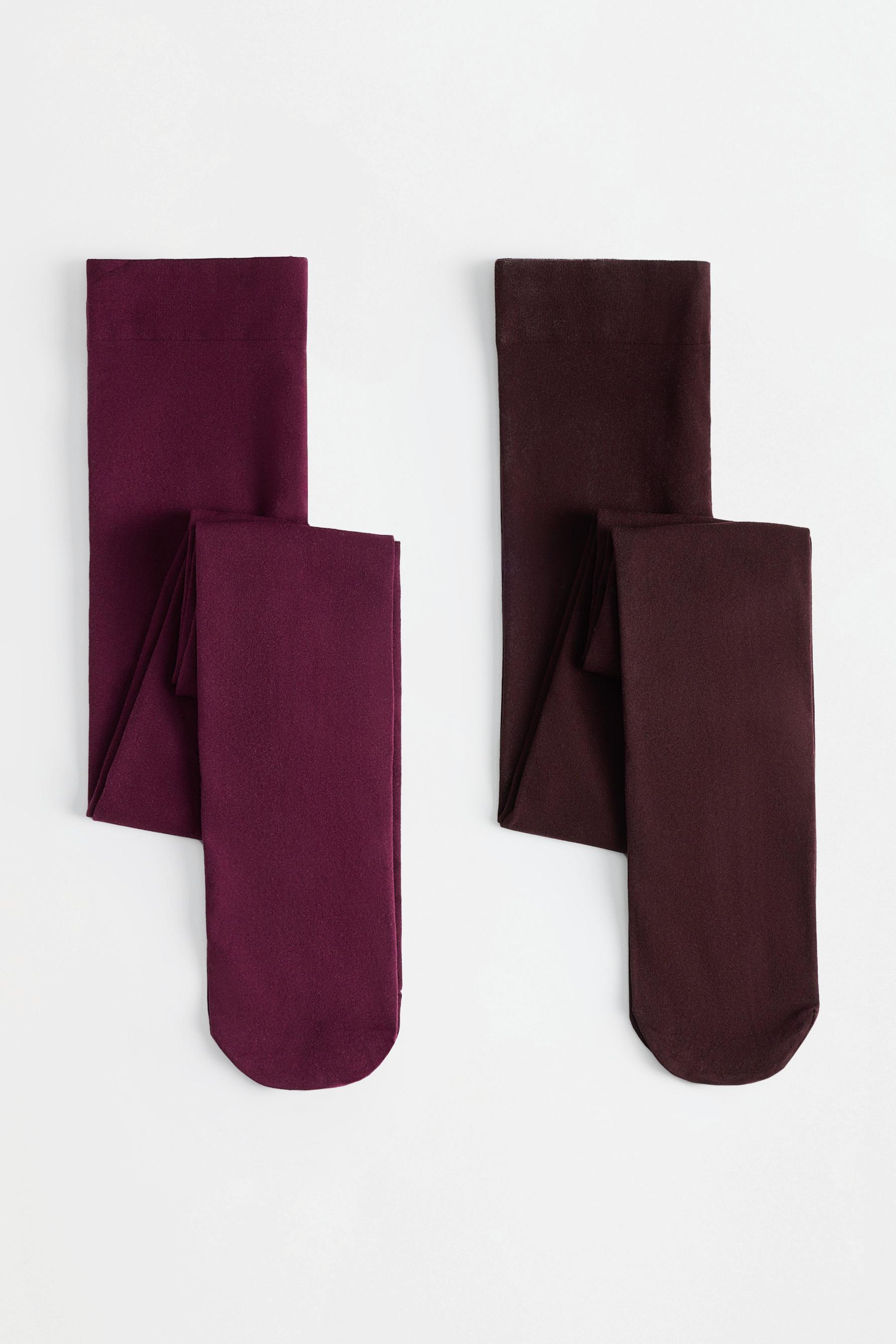 50 DEN solid-color tights (2-pack) — BURGUNDY