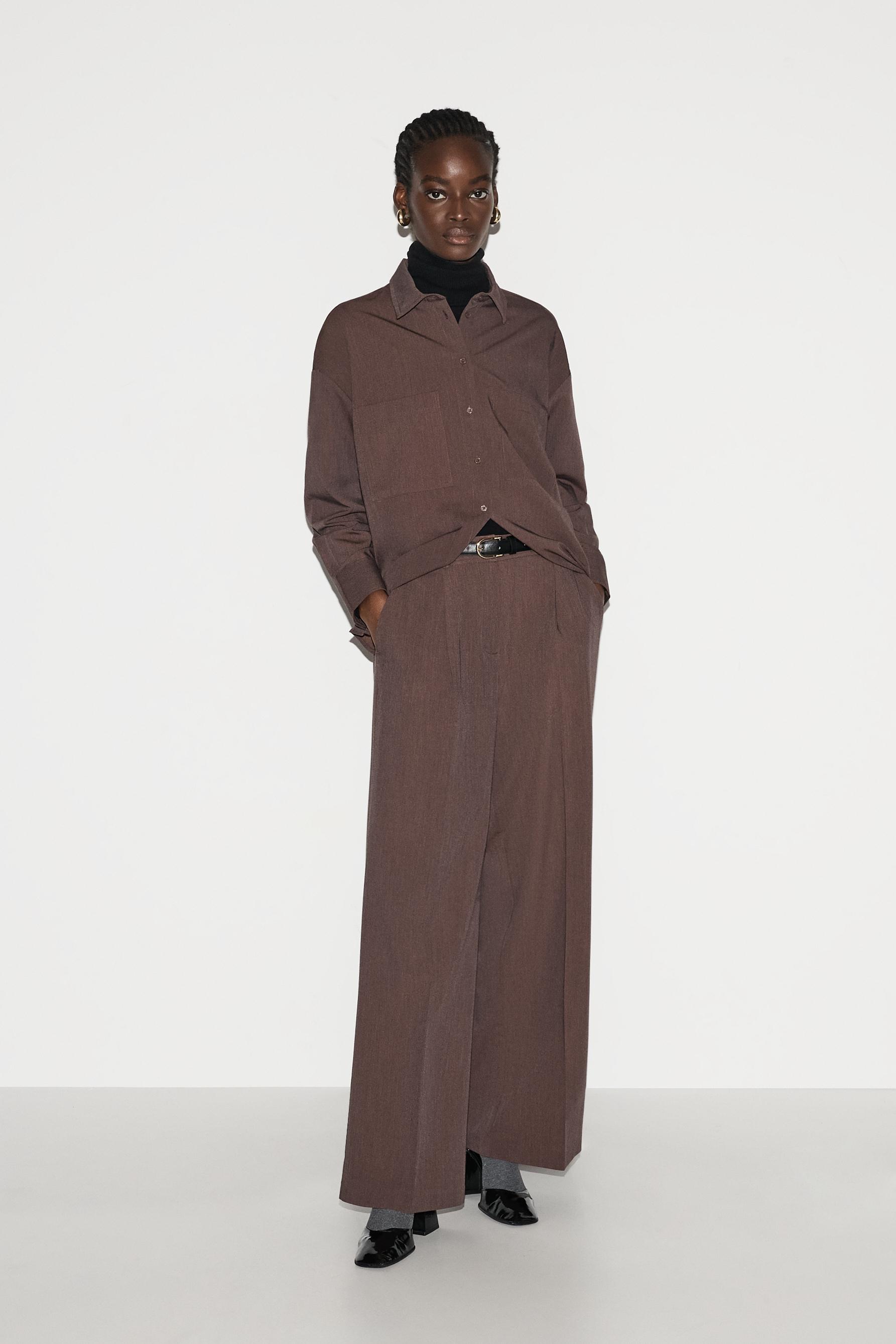 Pantalón wide leg jaspeado