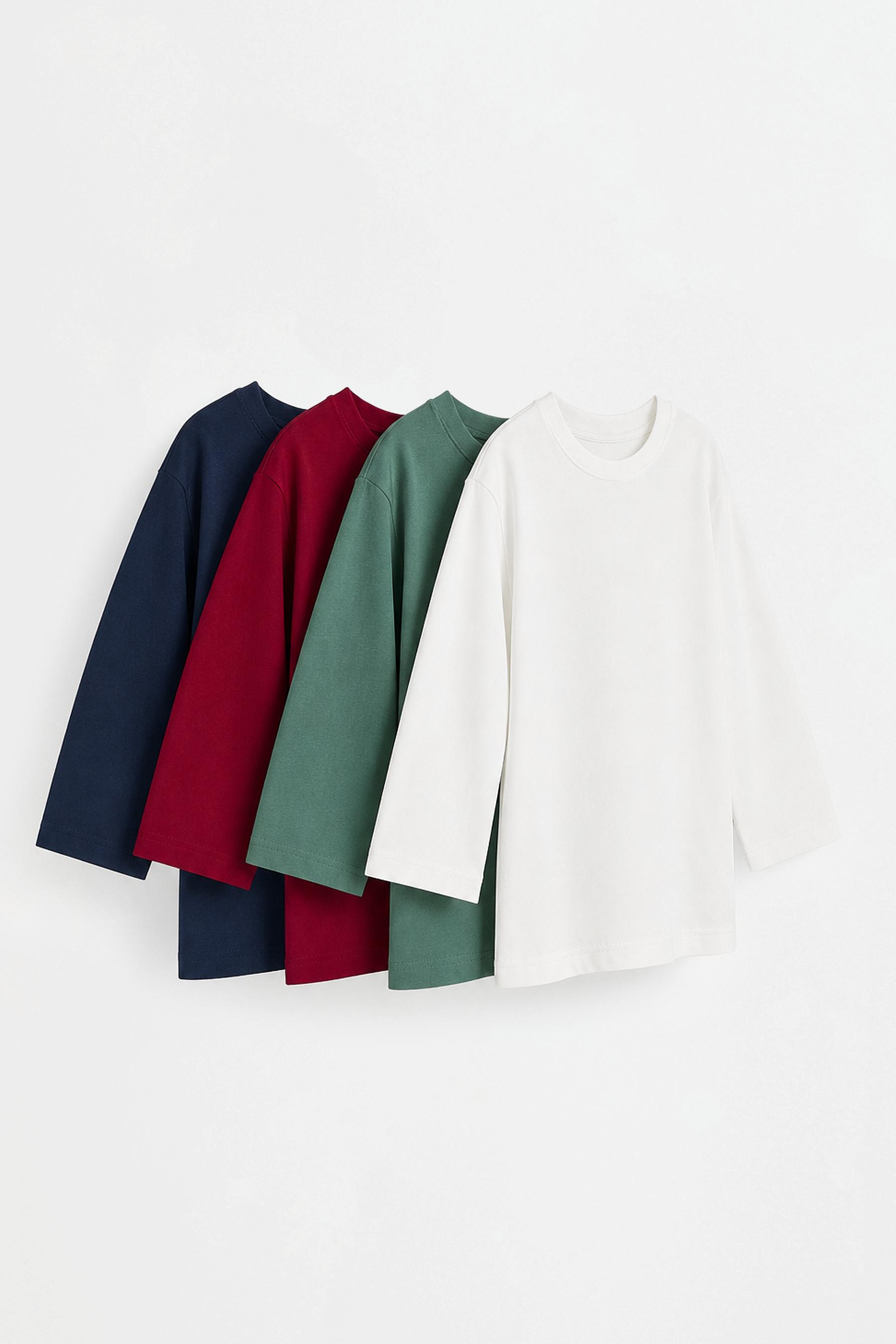 Pack of 4 plain long sleeve T-shirts — NAVY