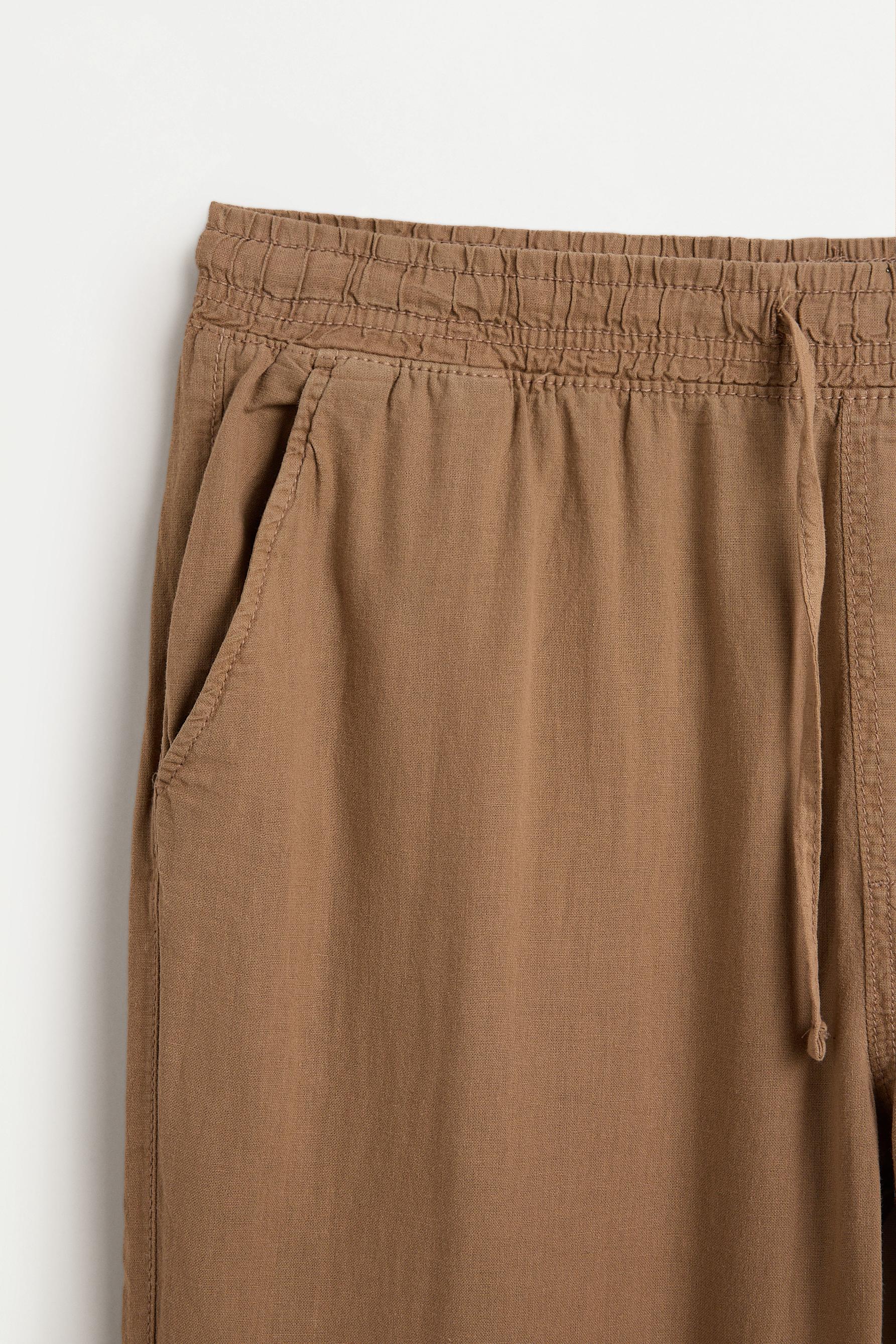 Linen-cotton jogger trousers — CAMEL