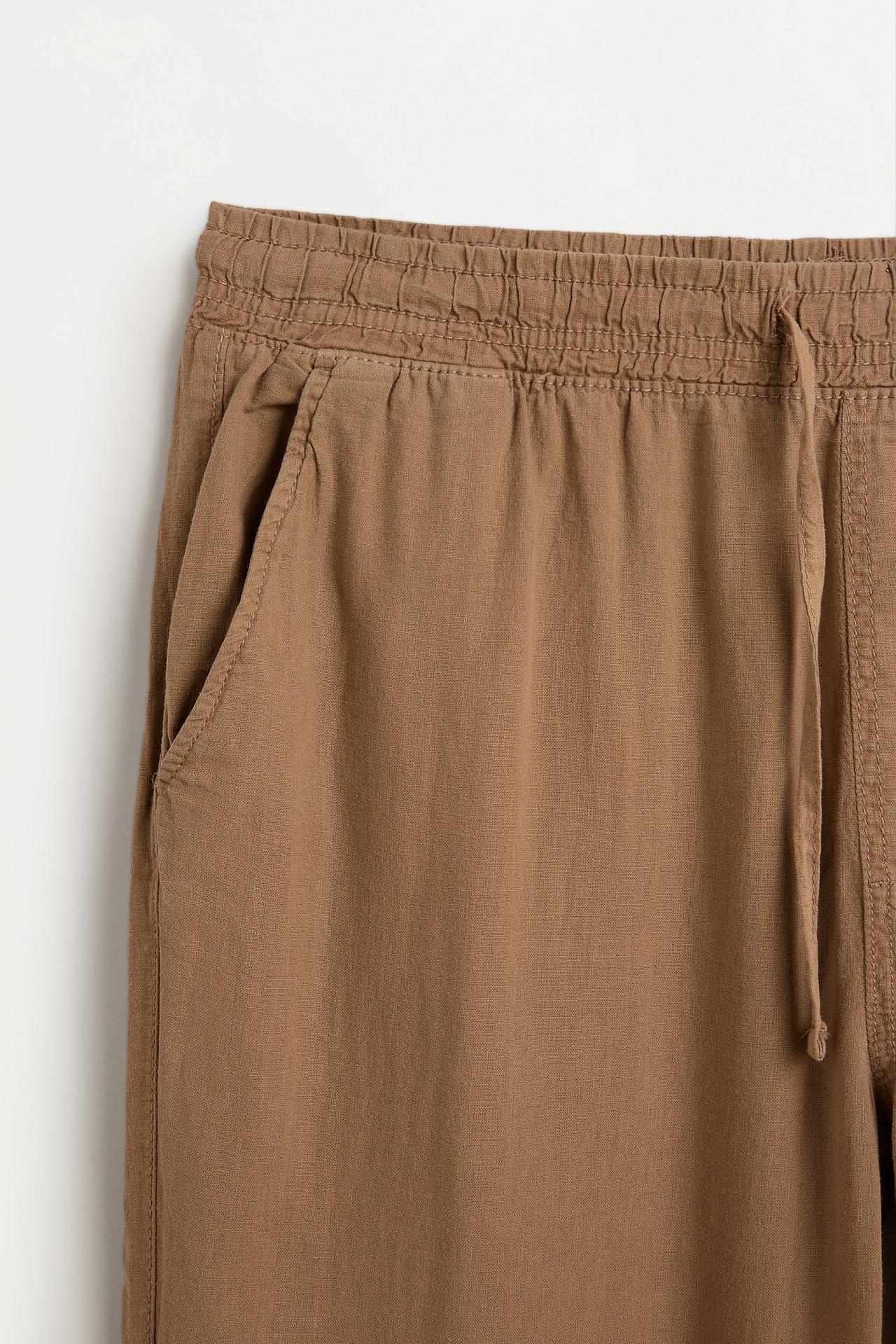 Linen-cotton jogger trousers — CAMEL