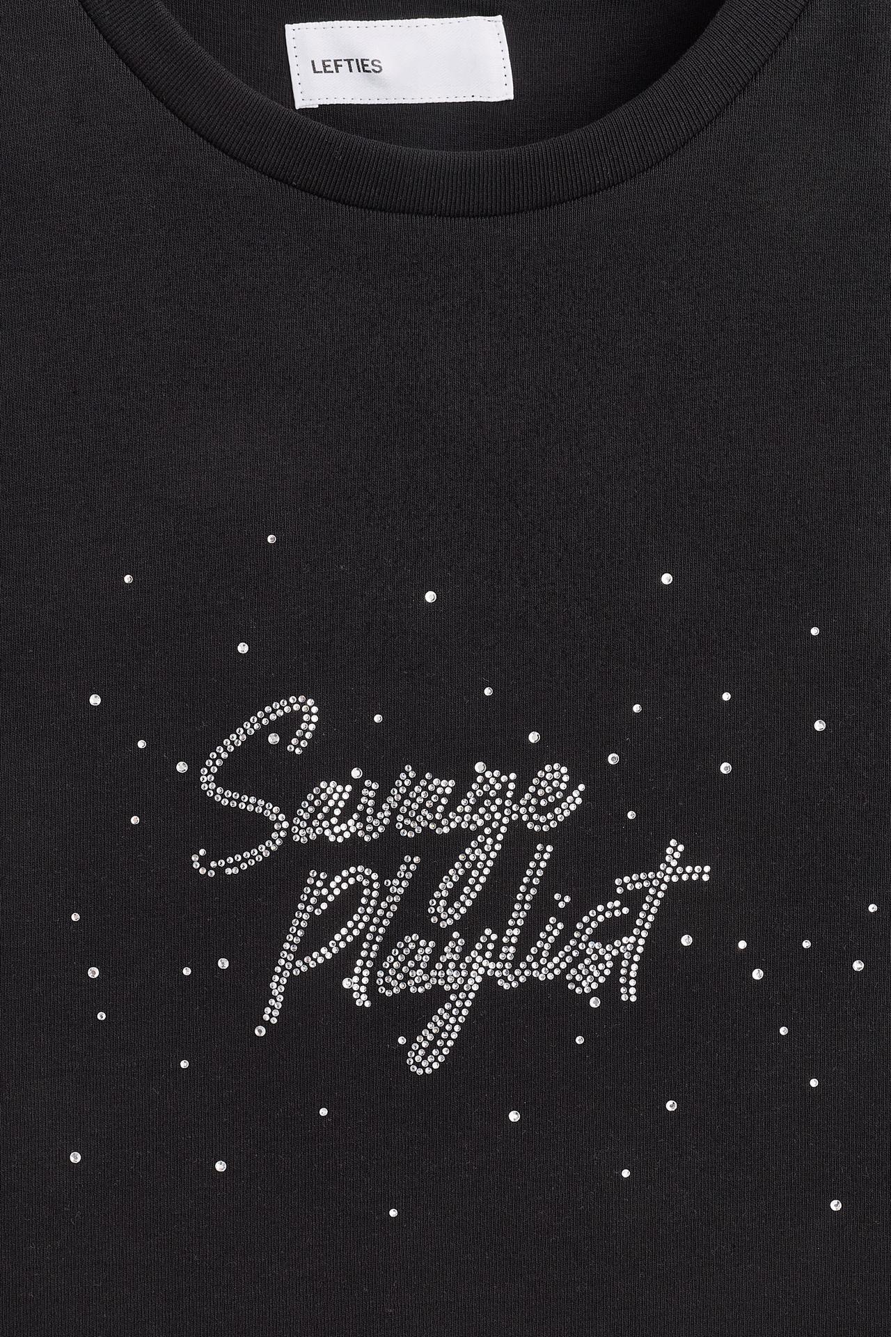 Rhinestone slogan T-shirt — BLACK