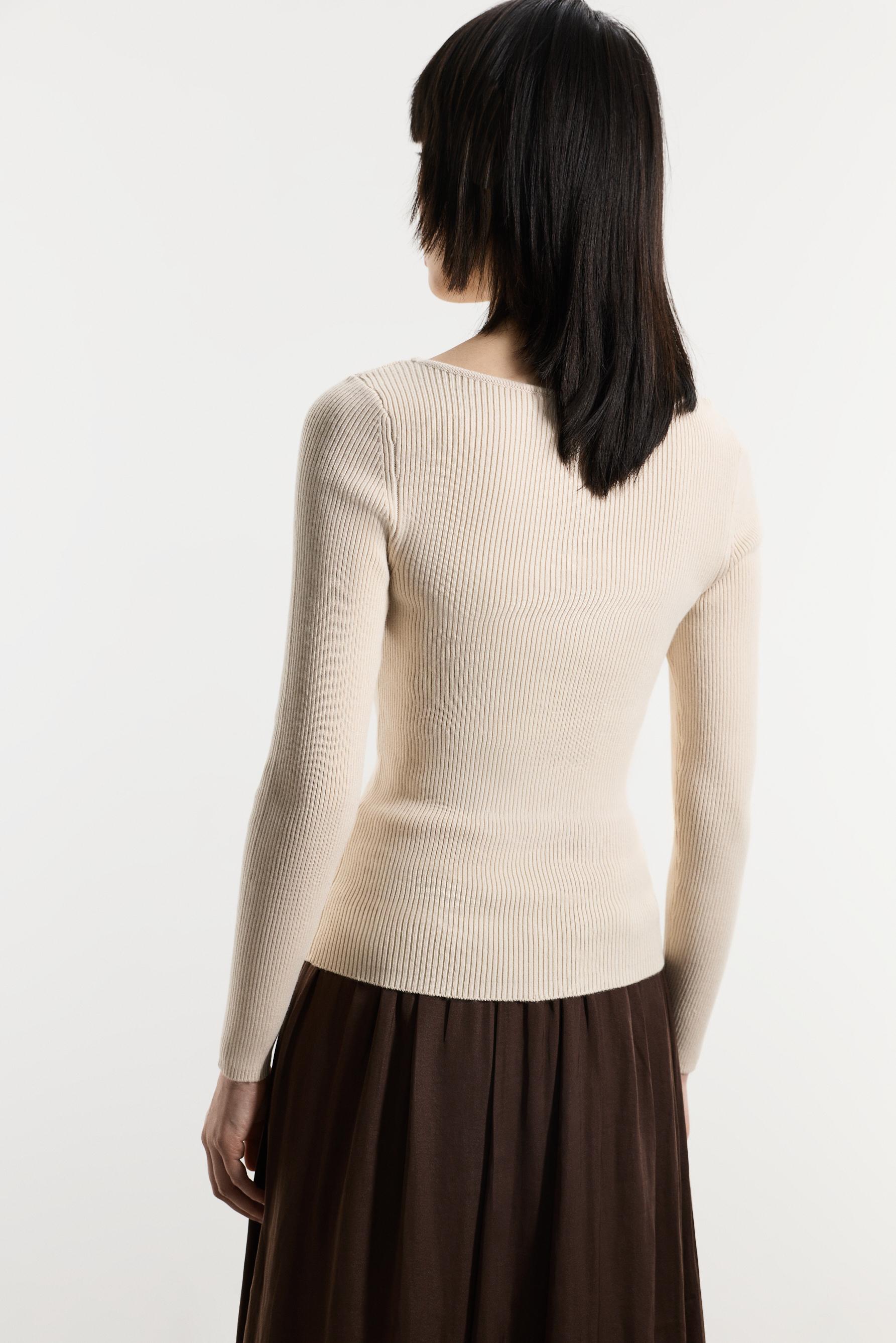 Basic rib sweater — ECRU