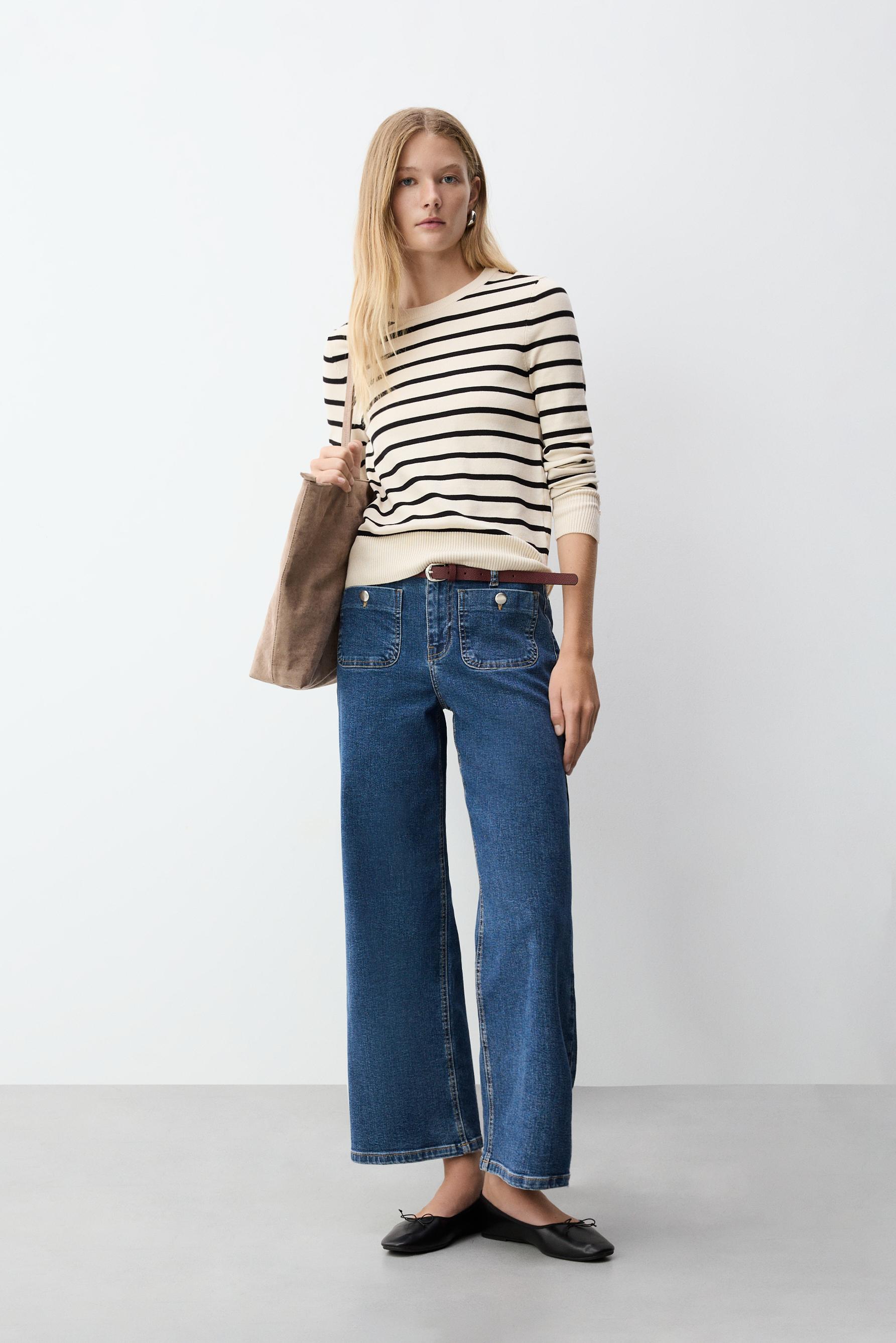 Jeans straight bolsillos plastrón